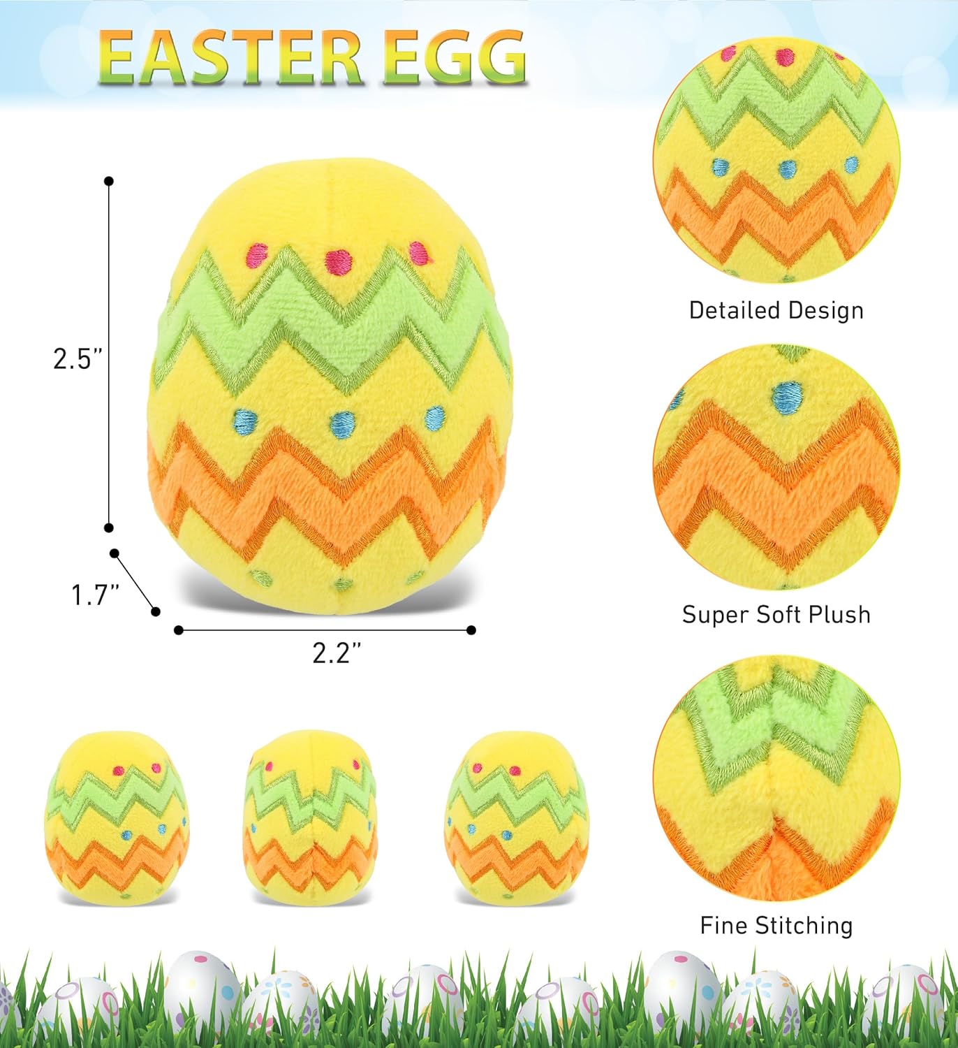 DolliBu Easter Egg Plush Toy - Soft Yellow 25 Inches