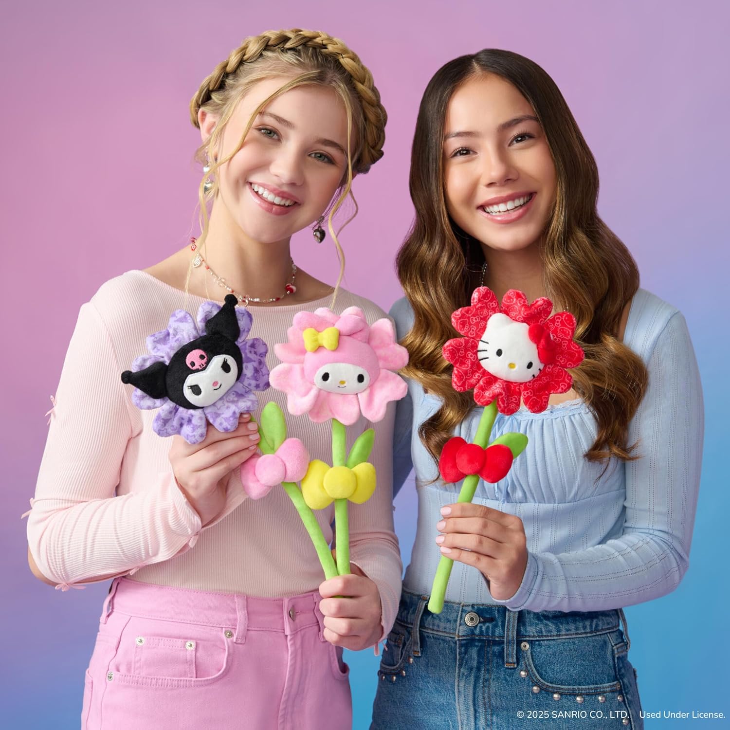 Hello Kitty and Friends 14-inch Kuromi Purple Plush Flower with Bendable Stem