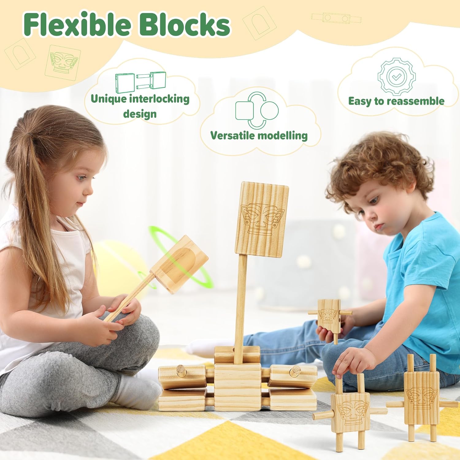 Edyfico TDD101 Wooden Blocks 44pcs STEM Montessori Set