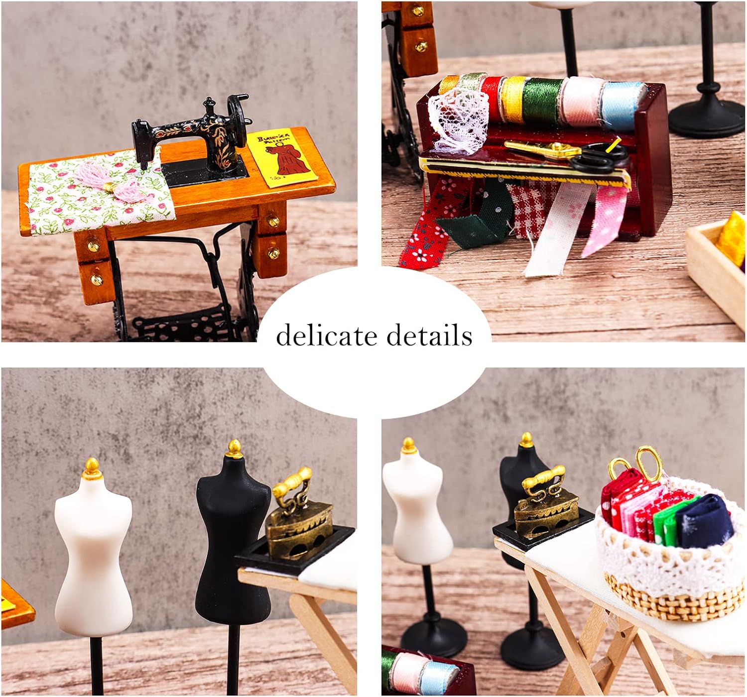Hiawbon 112 Scale Miniature Sewing House Scene Model