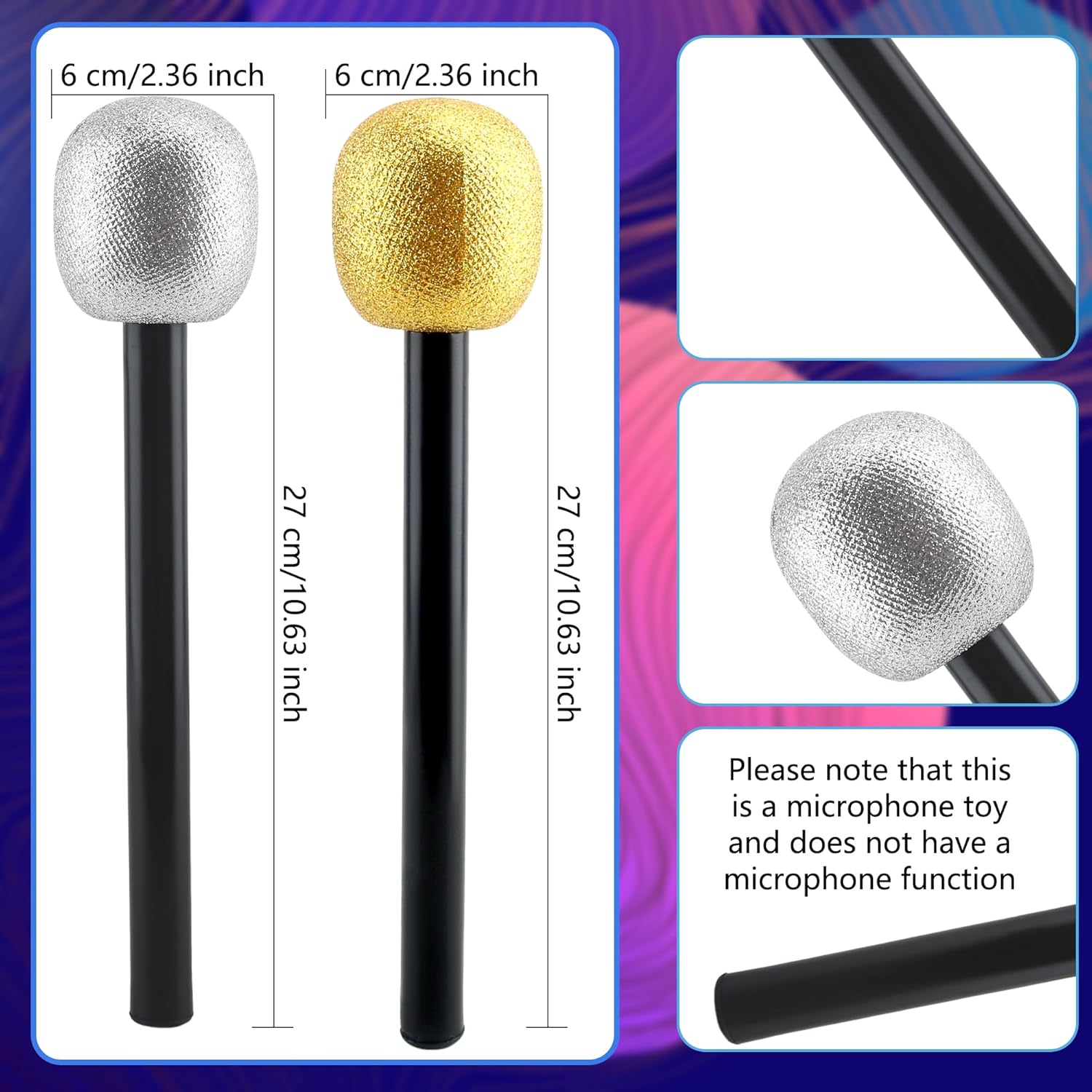 Haconba 8 Pack Glitter Stage Microphone Props