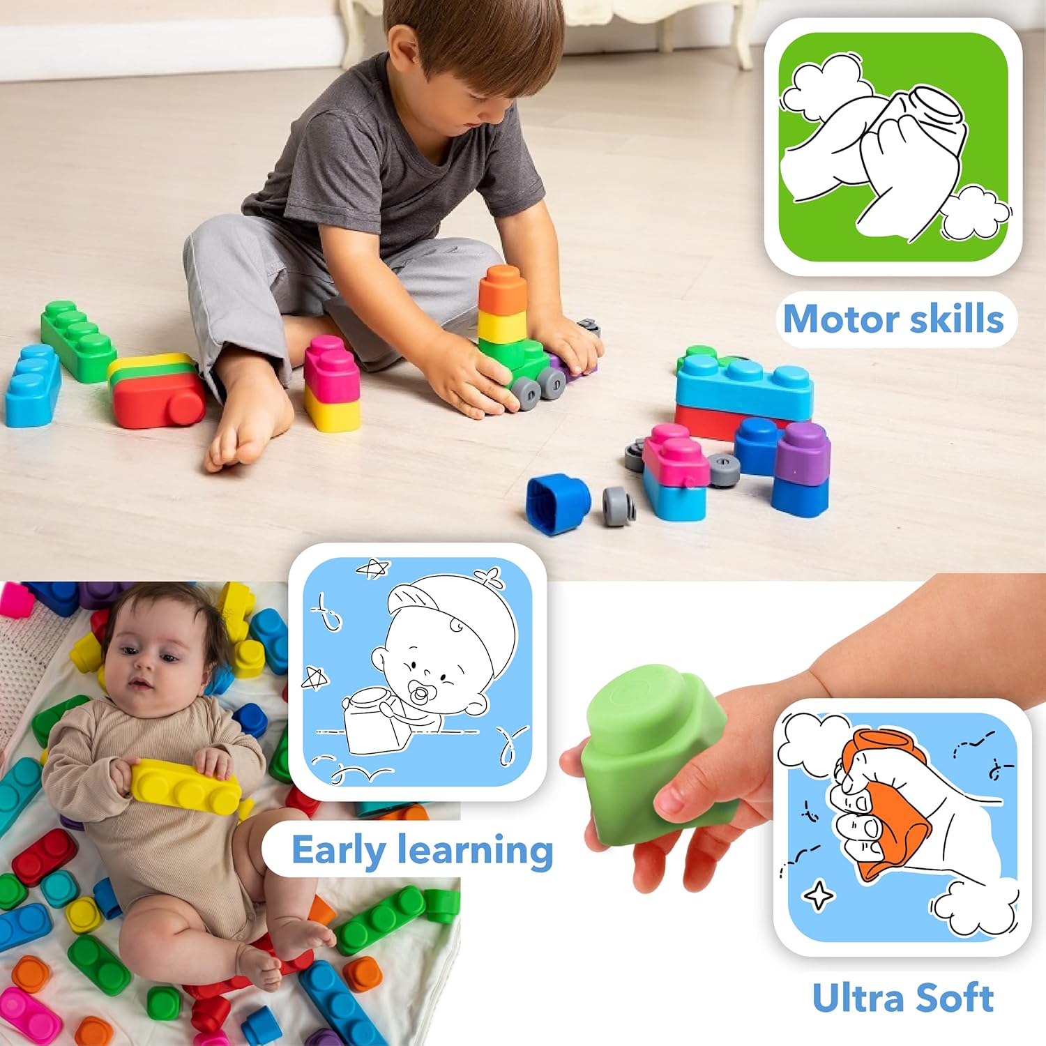 Far Far Land Soft Building Blocks for Toddlers 1-3 Years