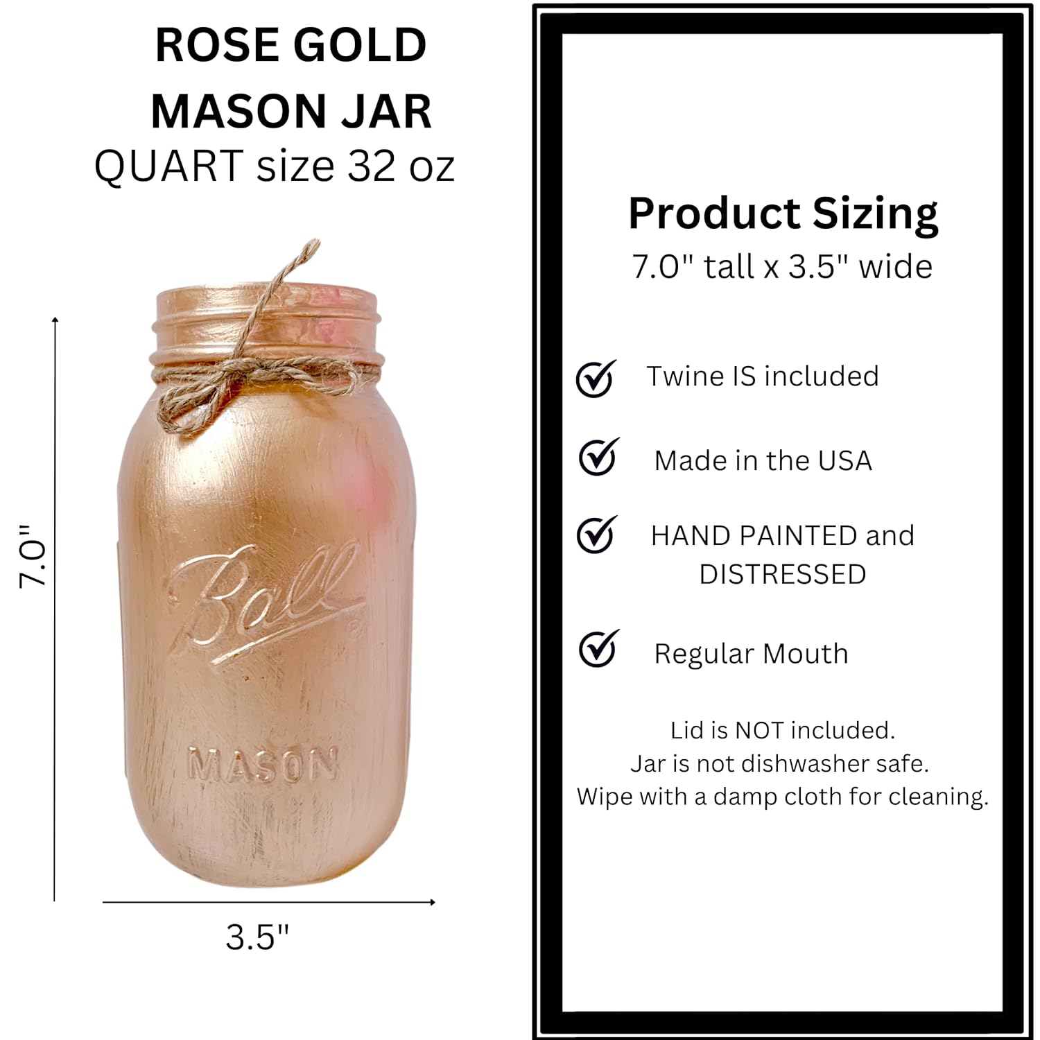 Rose Gold Mason Jars Centerpieces Quart 32 oz