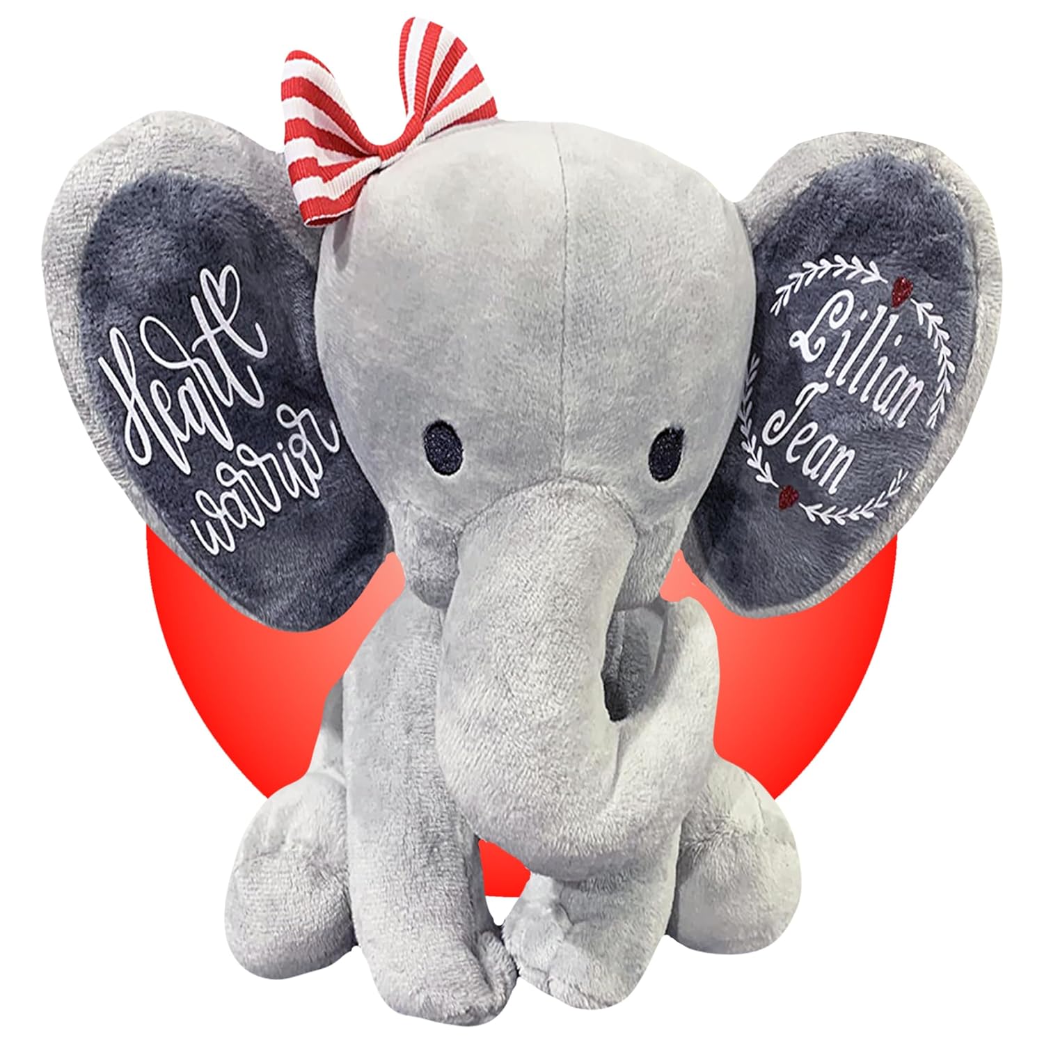 Personalized Gray Elephant Stuffed Animal for Heart Surgery Kids