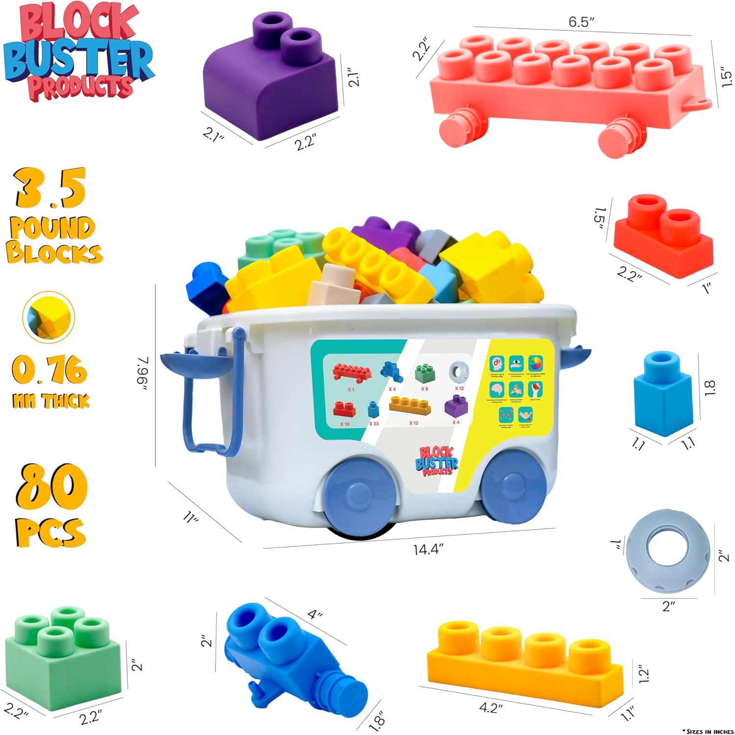 TOP Grade 80 PC Soft Building Blocks for Toddlers 1-3
