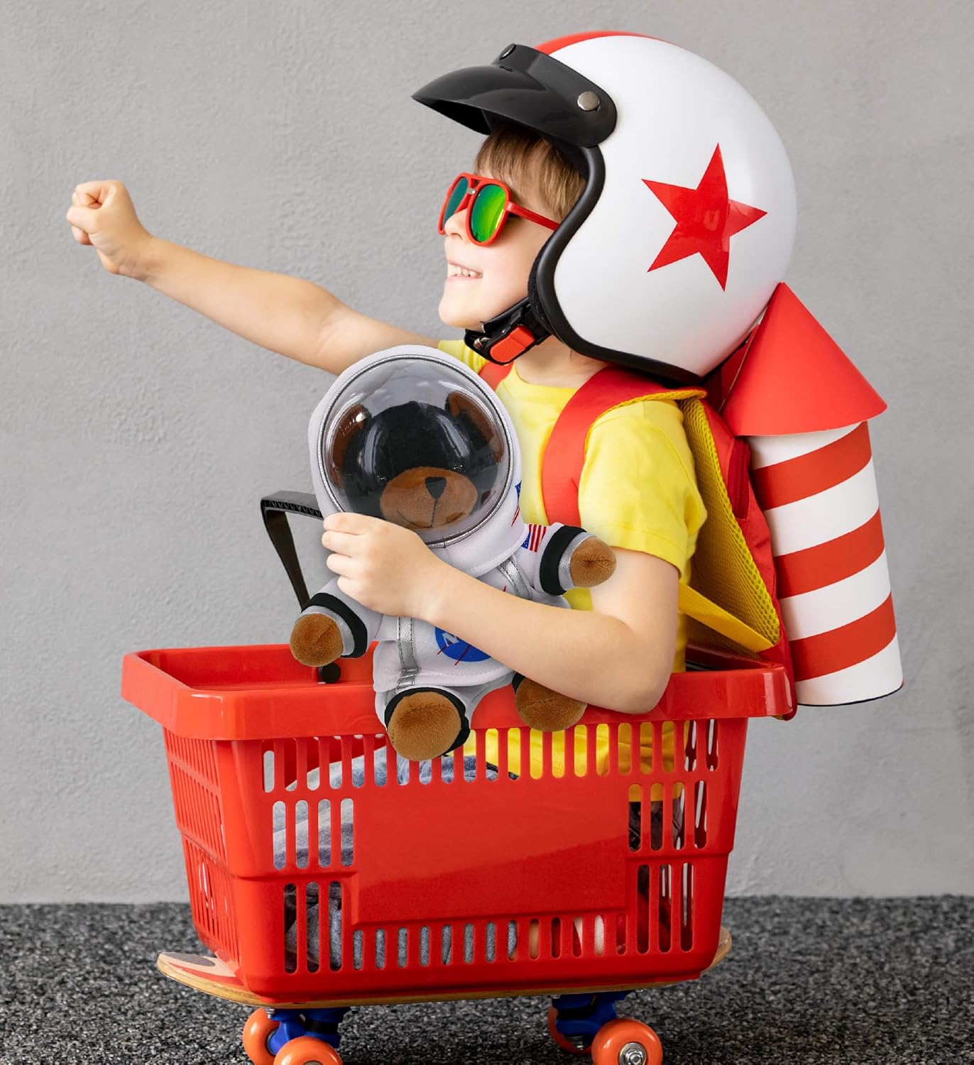 DolliBu Black Bear Astronaut Plush Toy - 6 Inches