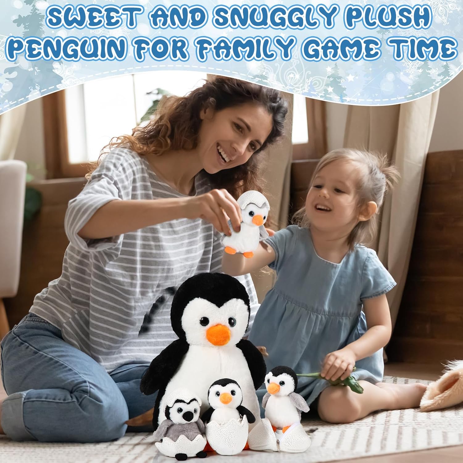 Aoriher 7 Pcs Penguin Plush Set with Mommy and Babies 1