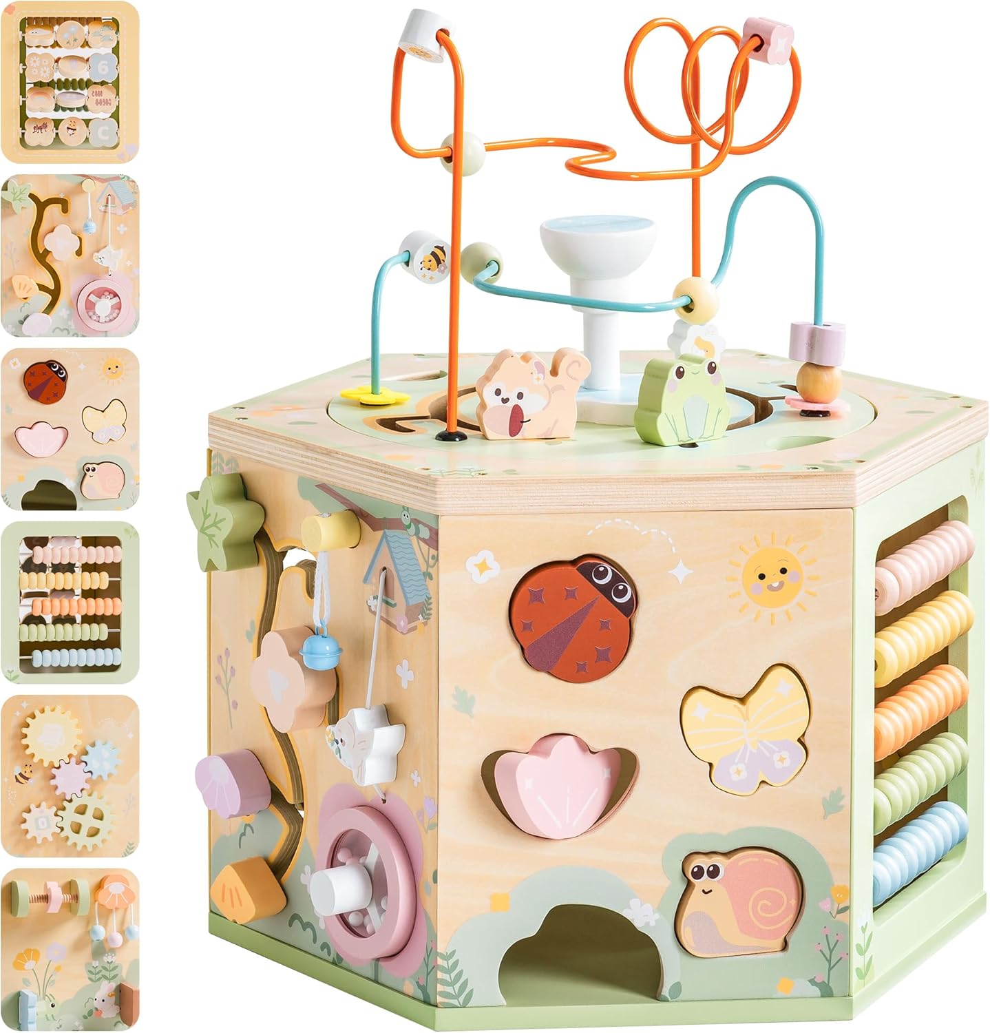 ROBUD Wooden Activity Cube 13-in-1 Montessori Toy for Toddlers