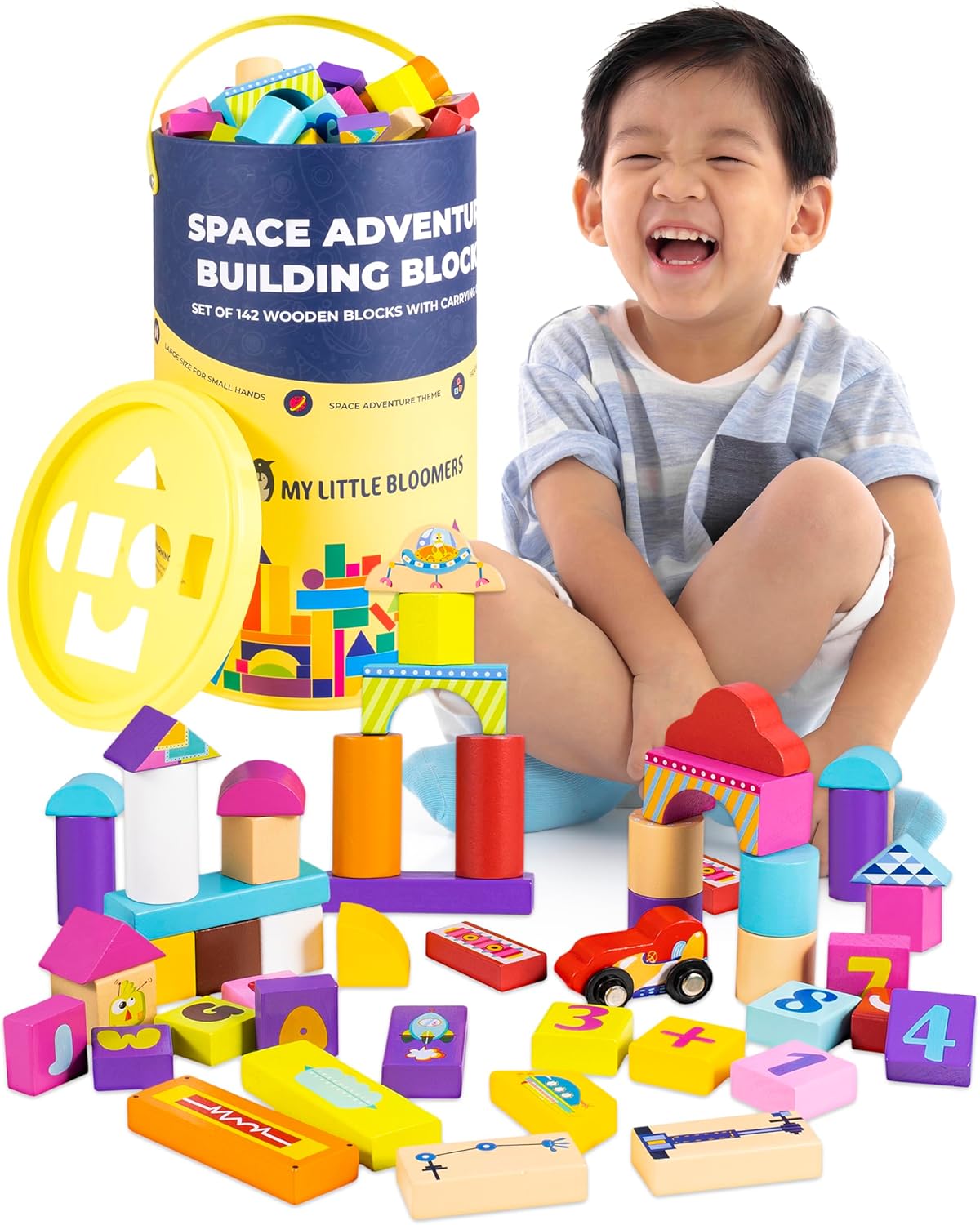 106 Piece Wooden Blocks Set for Kids