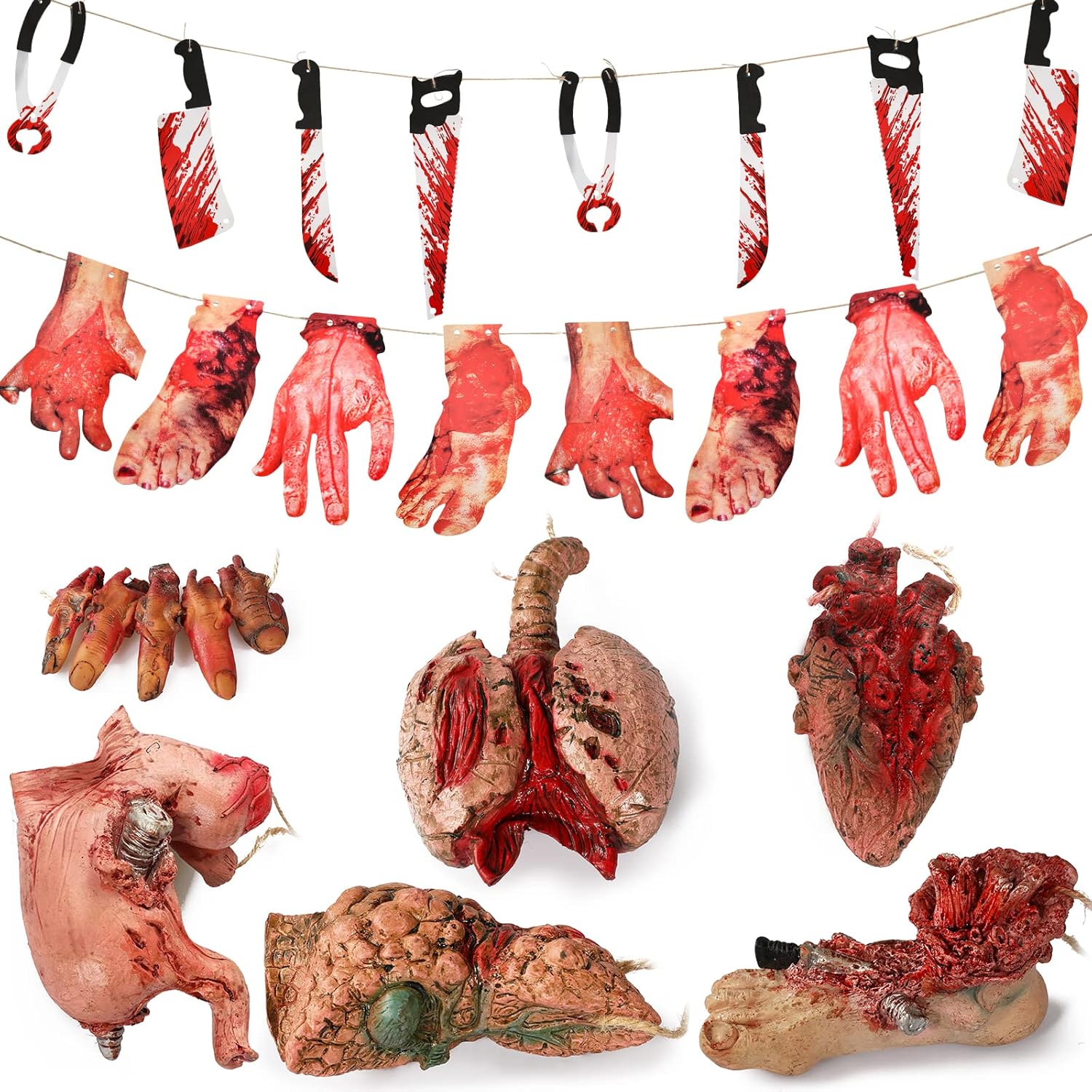 Lansian Halloween Blood Props 6pcs Body Parts