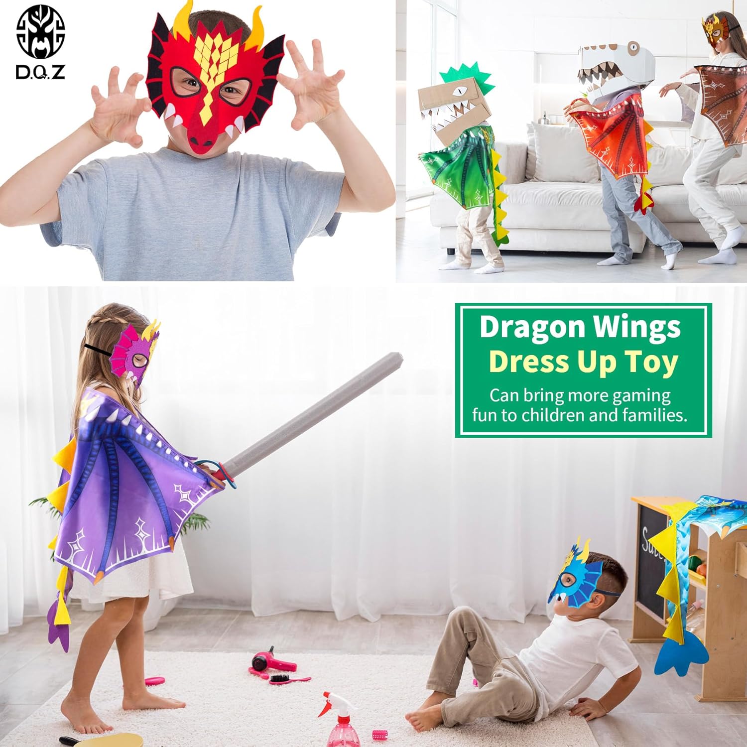 DQZ Dinosaur Wings Costume for Kids 4Yrs Birthday Party