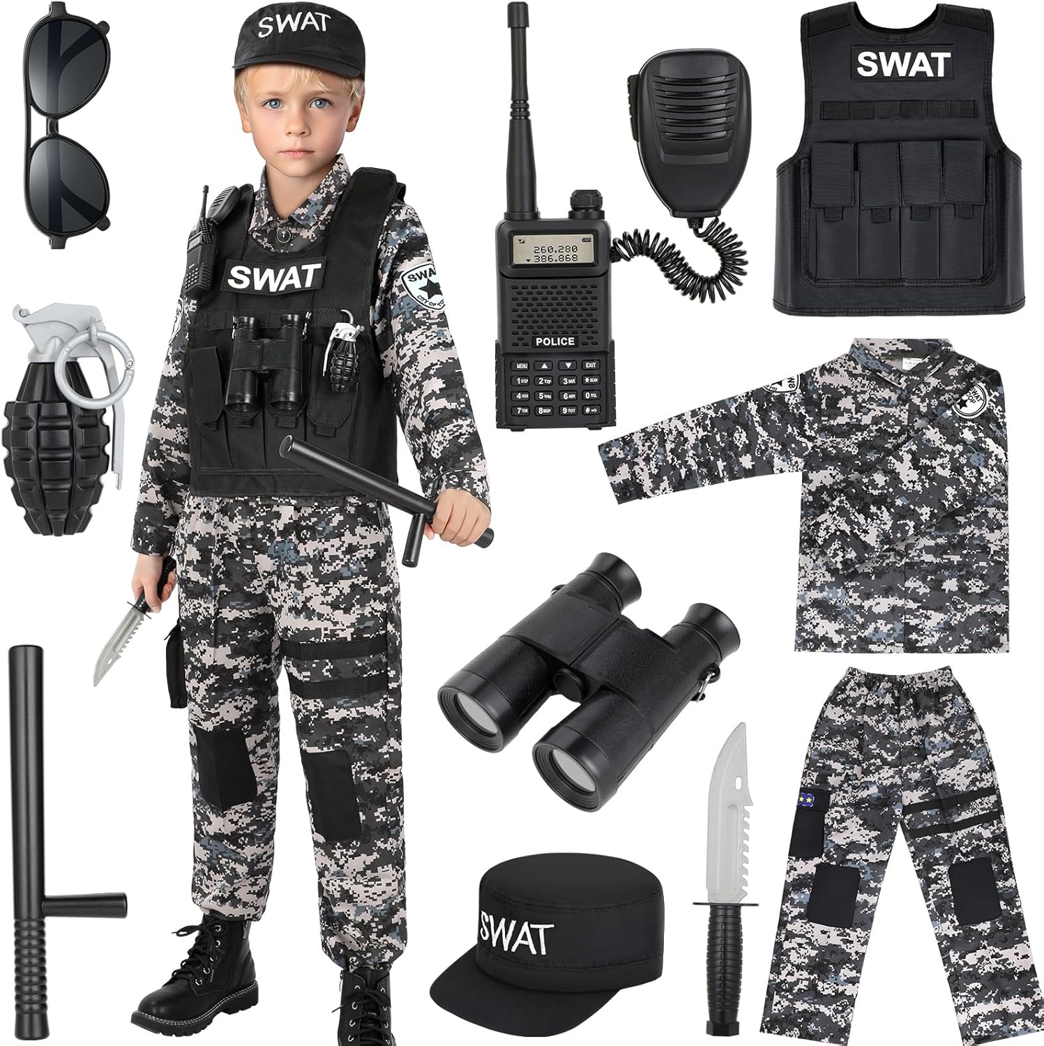 Luucio Kids SWAT Police Officer Costume Set