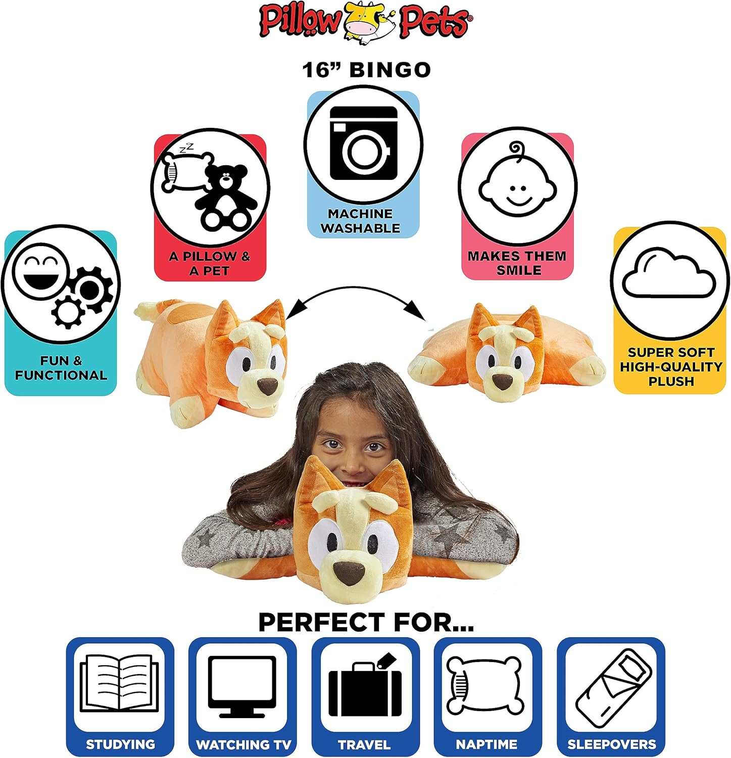 Pillow Pets Bingo Plush Toy Soft Adorable