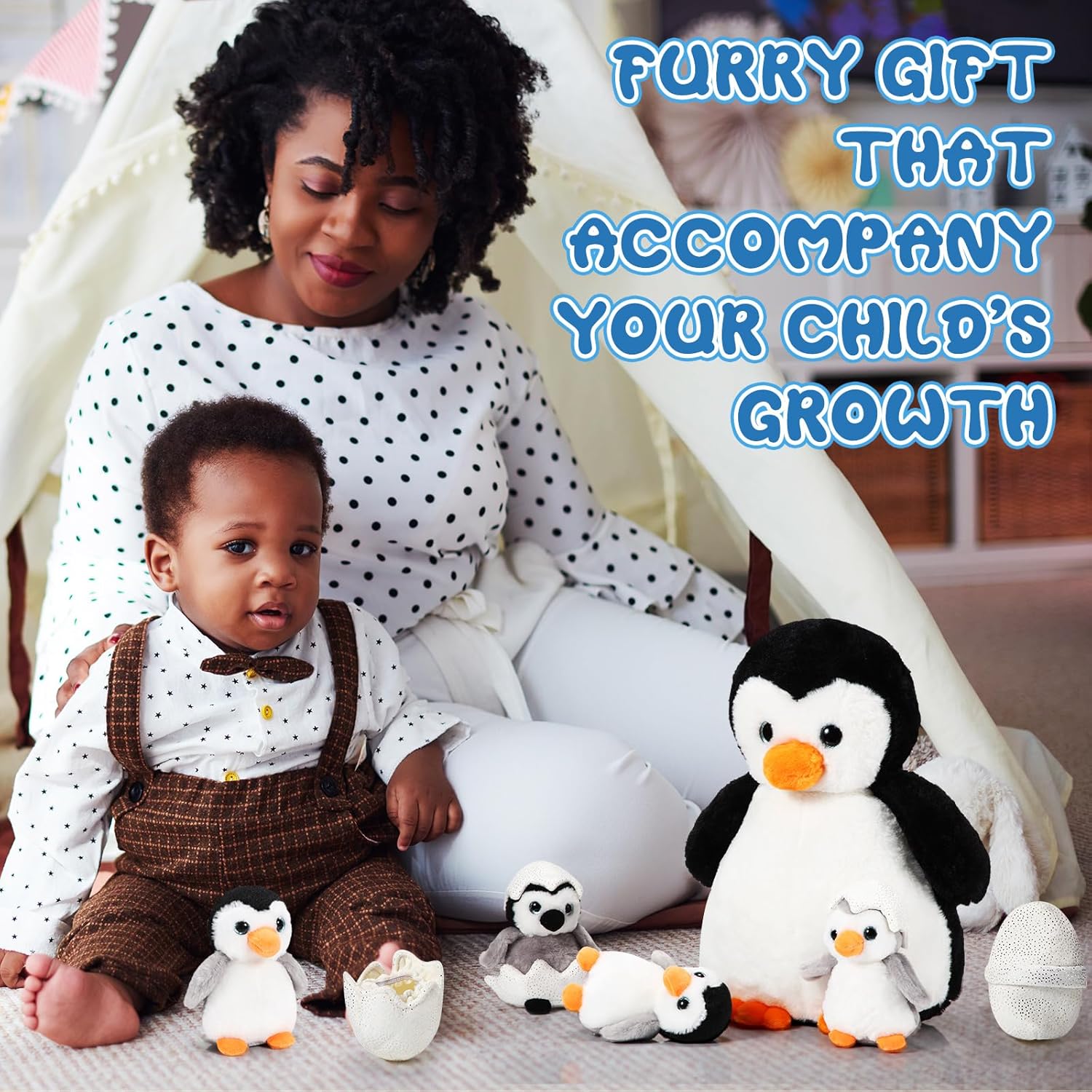 Aoriher 7 Pcs Penguin Plush Set with Mommy and Babies 1