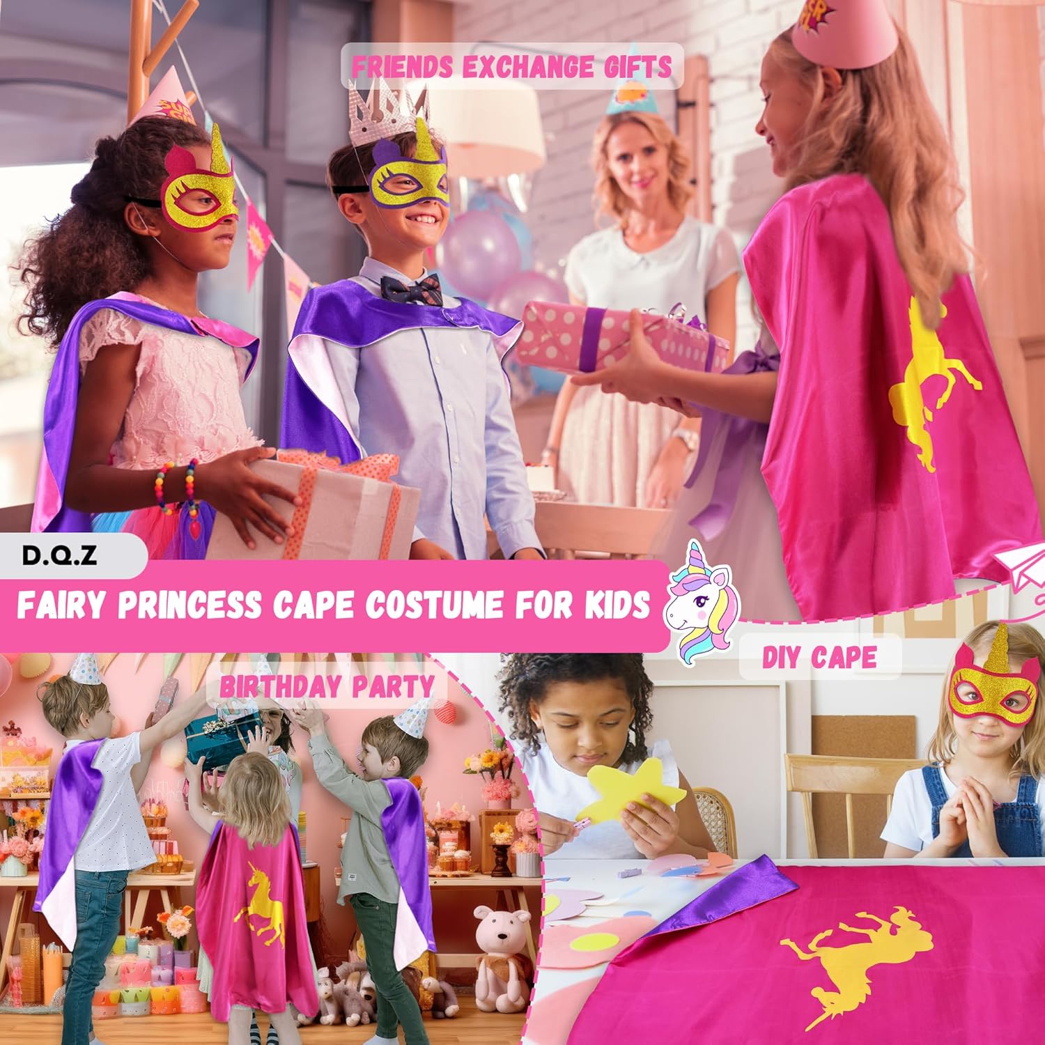 DQZ Superhero Cape with Rainbow TuTu for Girls 3-8
