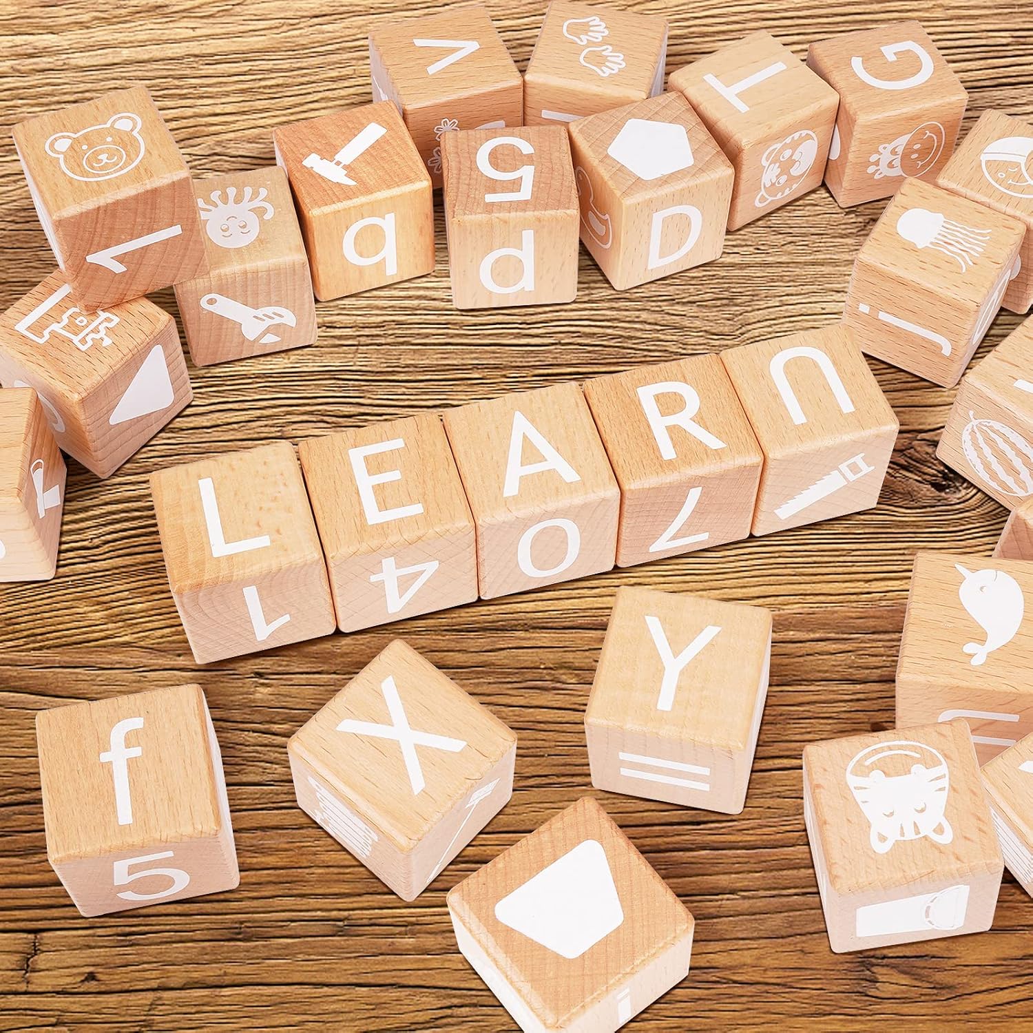 AXEARTE Alphabet Stacking Blocks for Toddlers 1