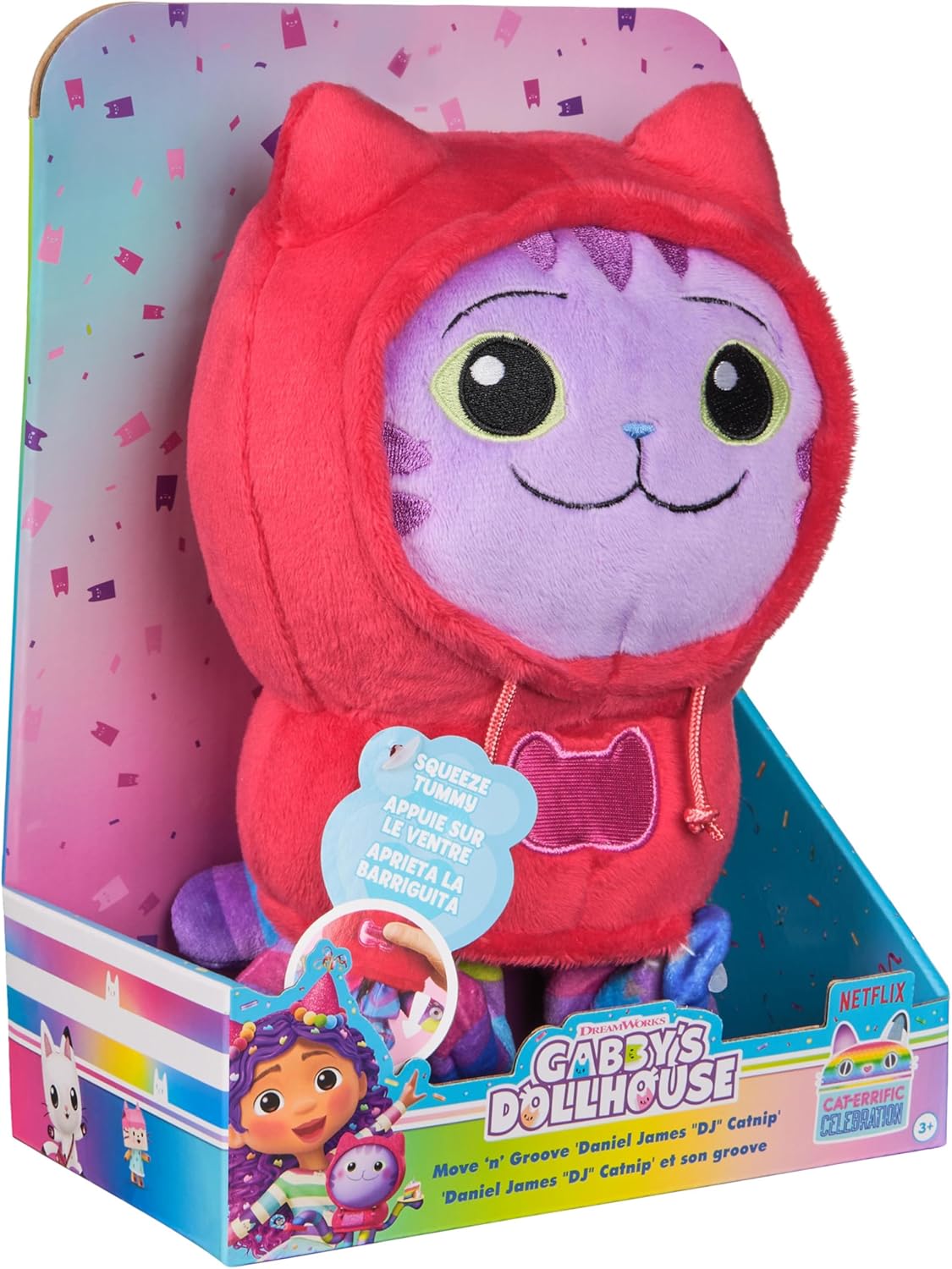 Gabbys Dollhouse DJ Catnip Plush Toy 10-Inch Move Groove Stuffed Animal