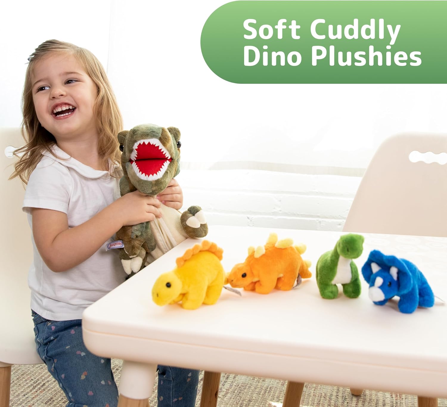PREXTEX Dinosaur Plush Set - T-Rex and 5 Zipped Baby Dinosaurs
