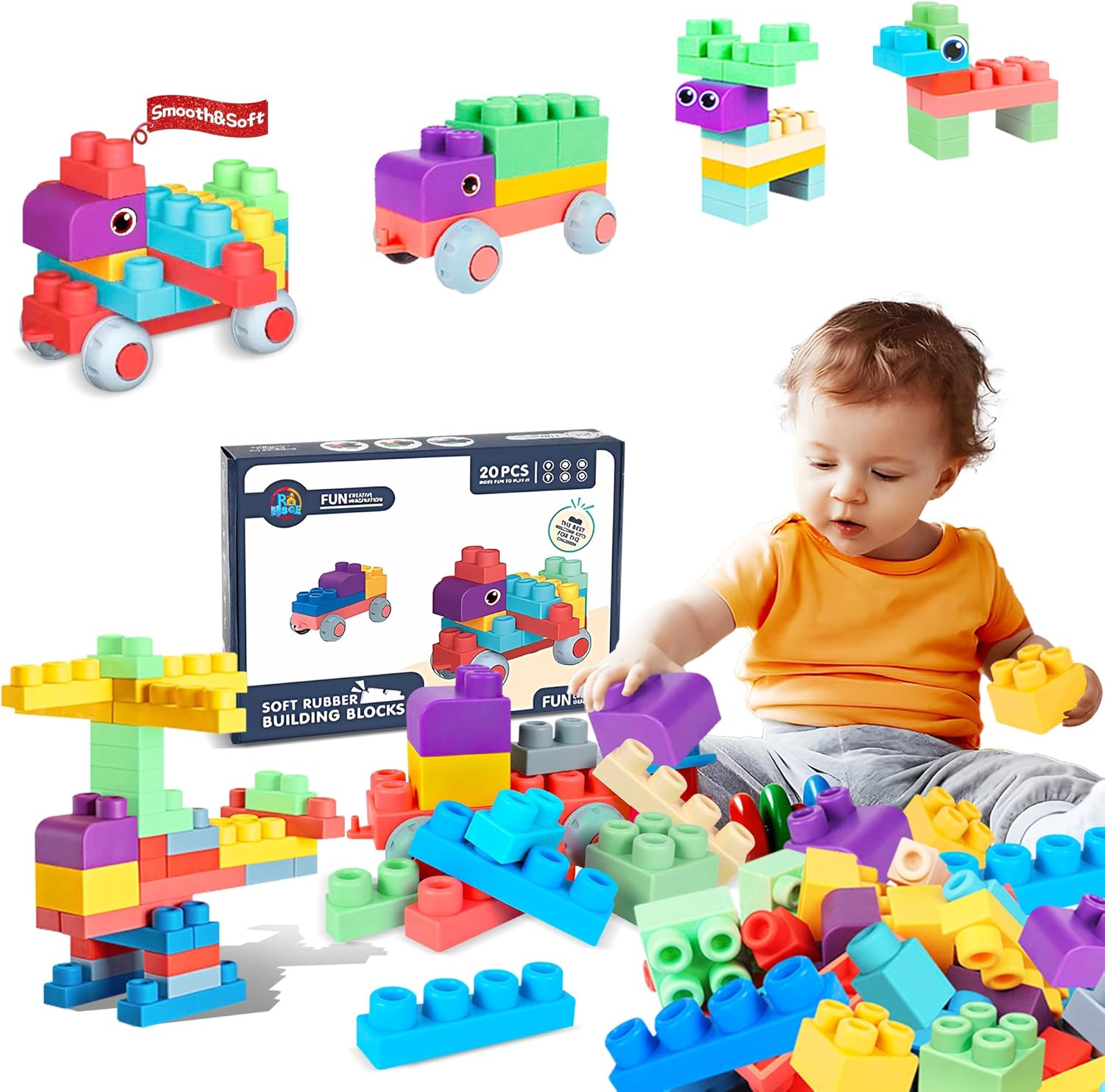 Soft Building Blocks for Toddler 20 PCS Large Stacking Blocks