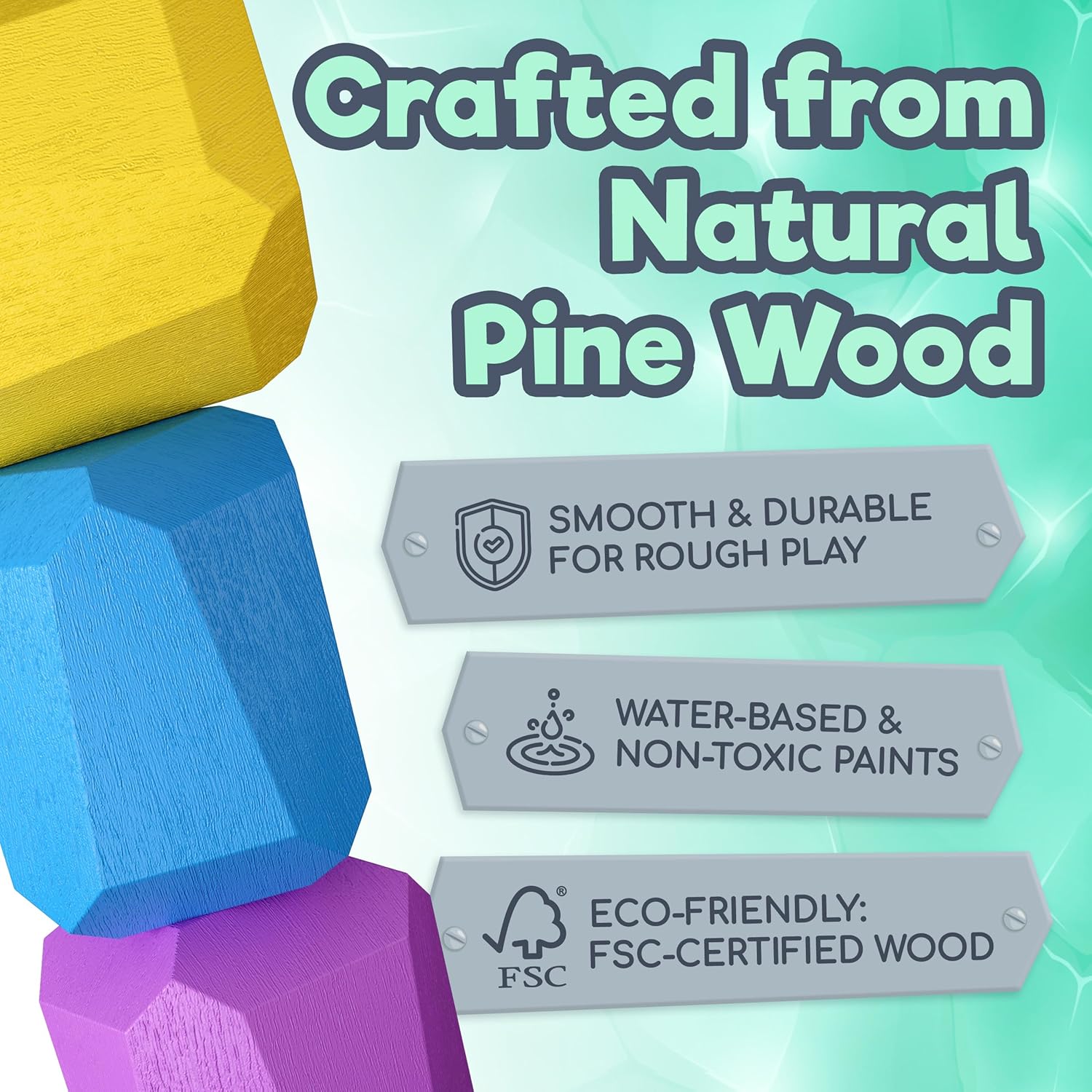 EVERSMART Wooden Stacking Blocks Safe Educational Durable