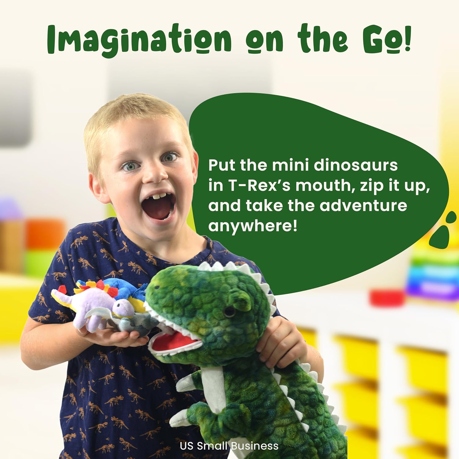 DreamsBe Dino Plush T-Rex and 5 Little Dinosaurs for Kids
