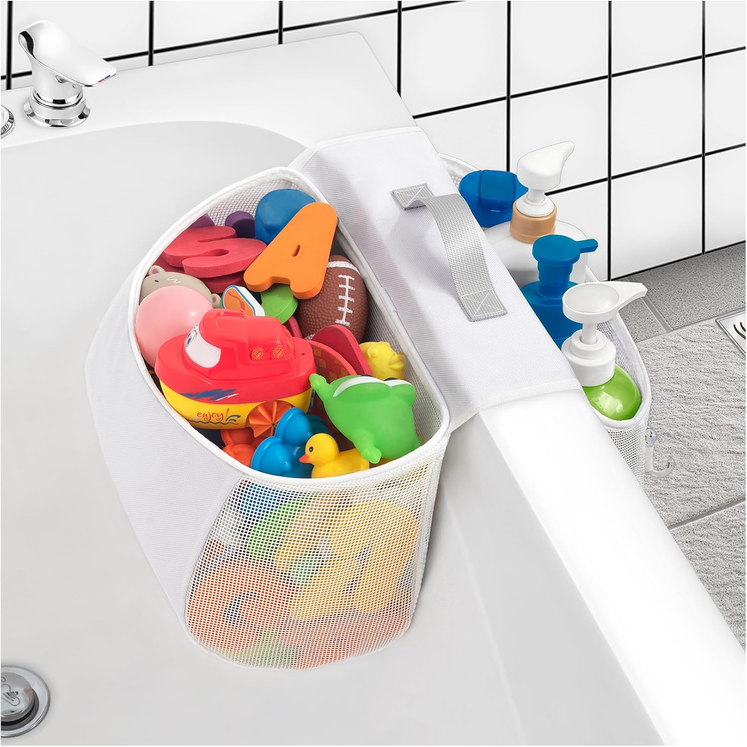 Austion Saddle Shape 2 Compartment Bath Toy Organizer