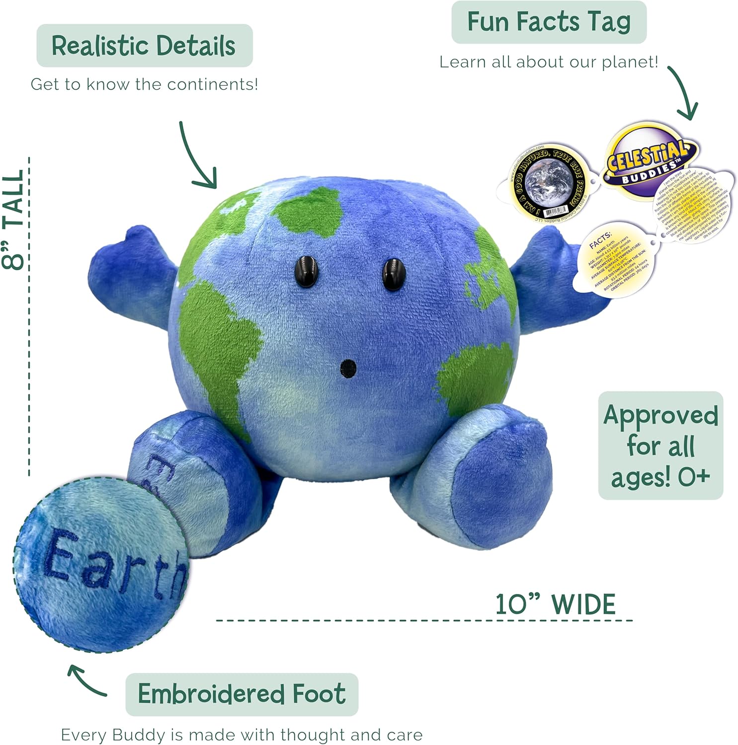 Celestial Buddies Little Earth Buddy - 10 Soft Plush STEM Learning Toy