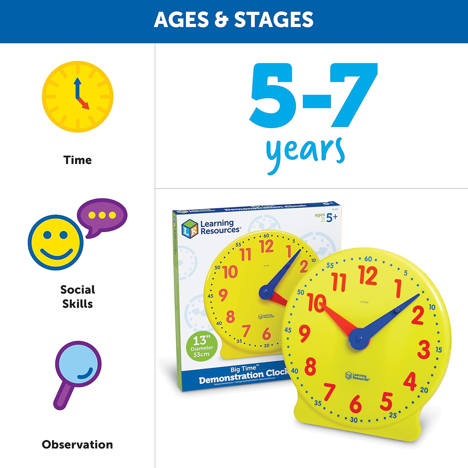 Learning Resources Big Time Learning Clock for Ages 5 1