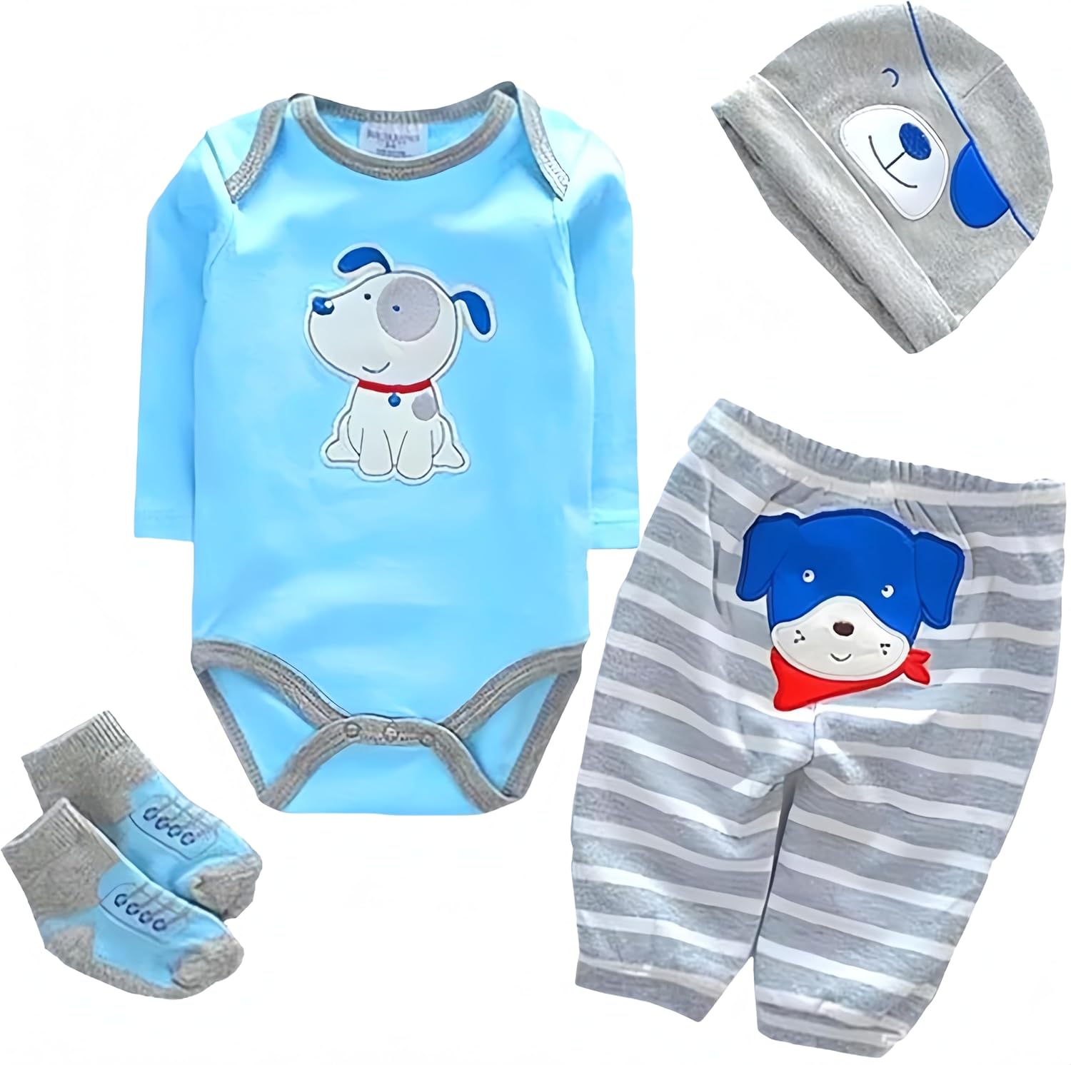 OHIJGN Reborn Baby Doll Boy Clothes 4 pcs Set
