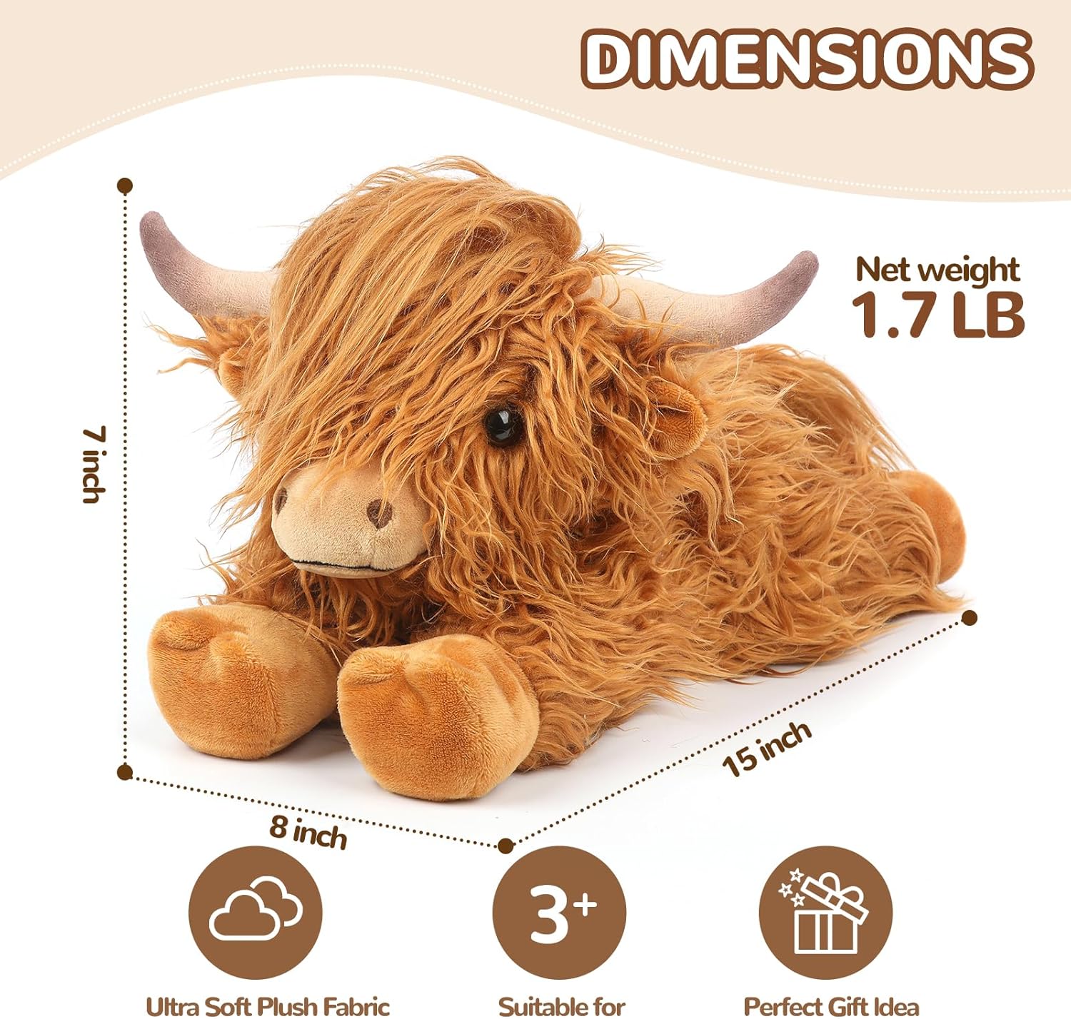 Cuckool Highland Cow Stuffed Animal Heating Pad