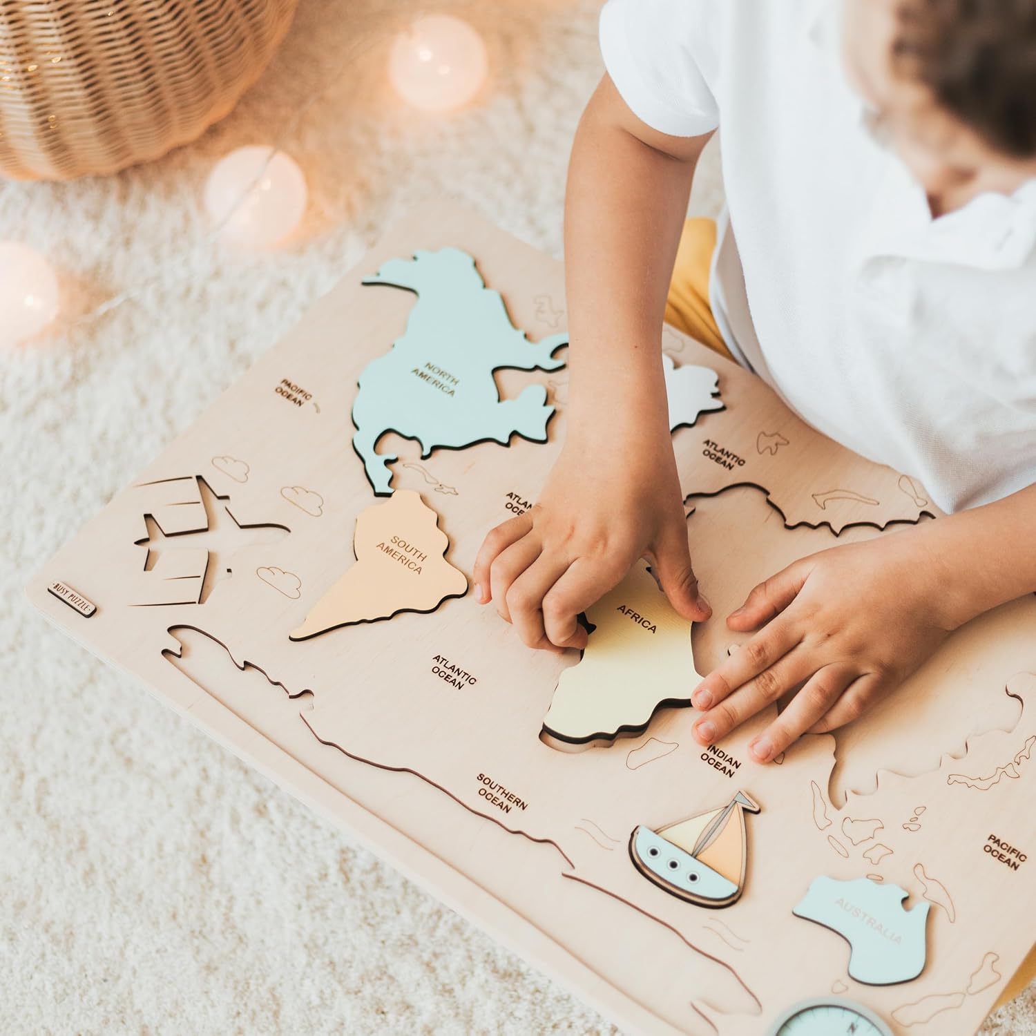 Wooden World Map Puzzle Montessori Toy