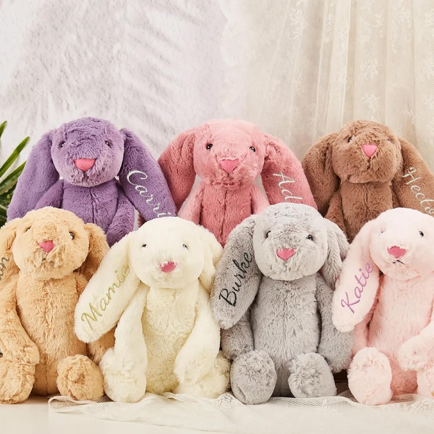 Custom Embroidered Plush Bunny Rabbit with Childs Name