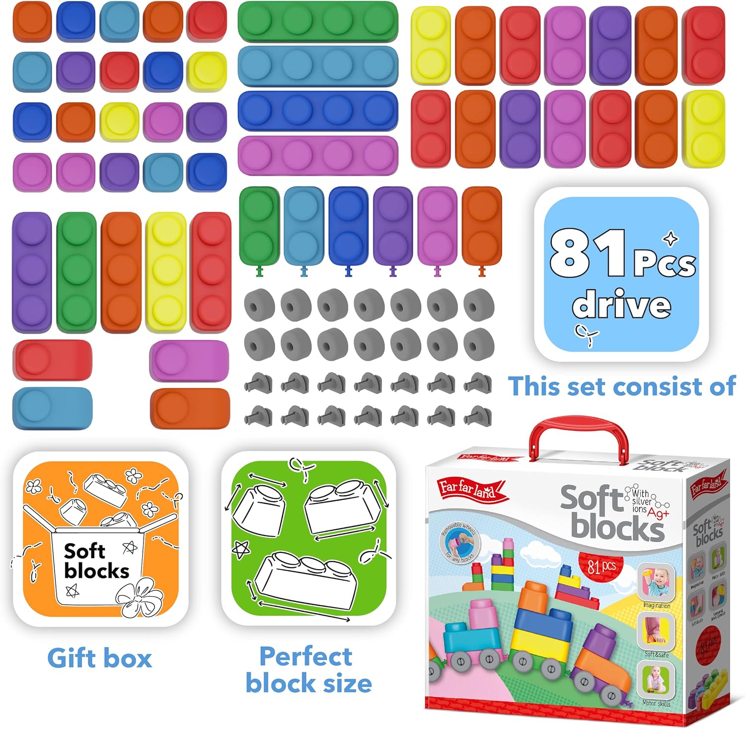 Far Far Land Soft Building Blocks for Toddlers 1-3 Years