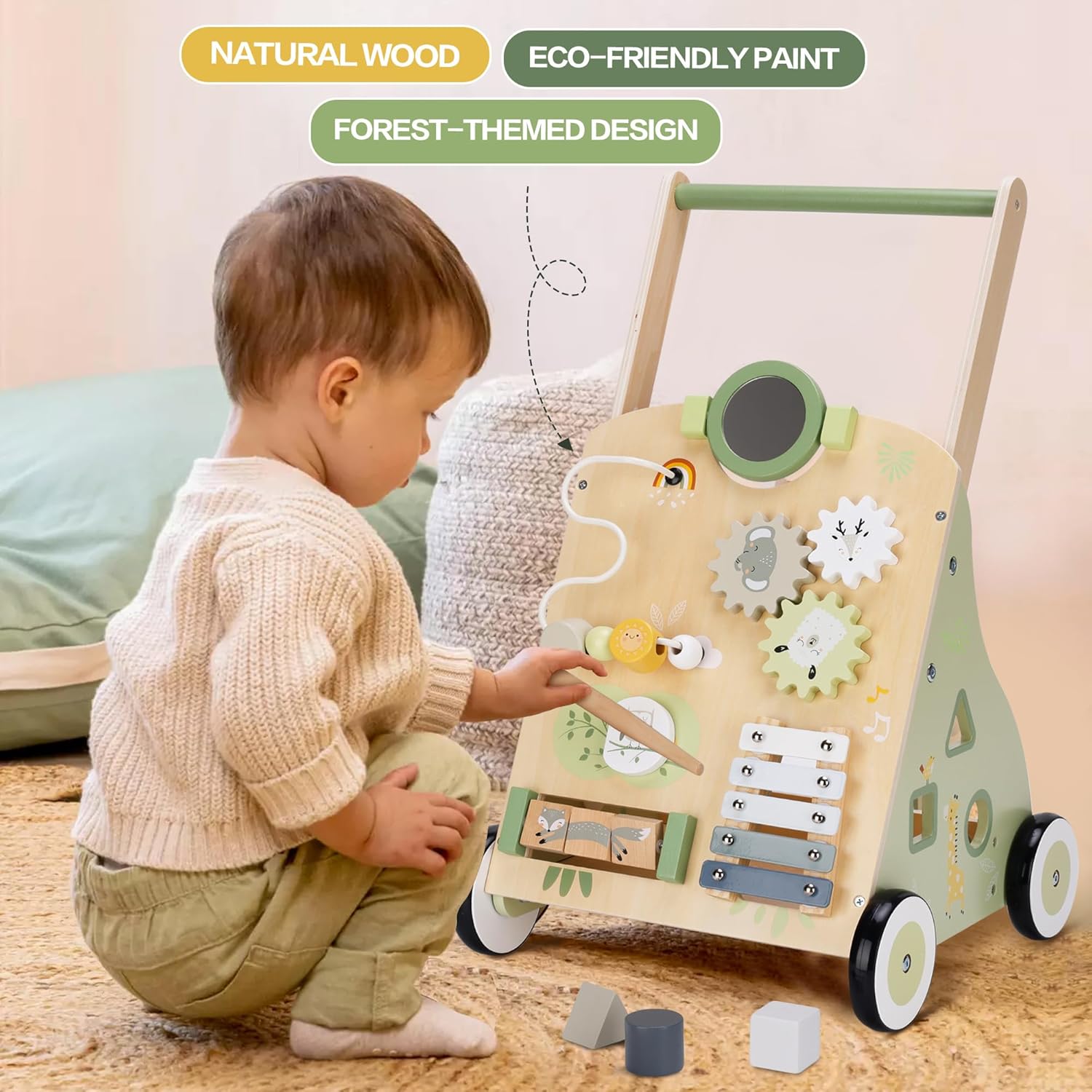 Wooden Baby Walker for Motor Skills Development
