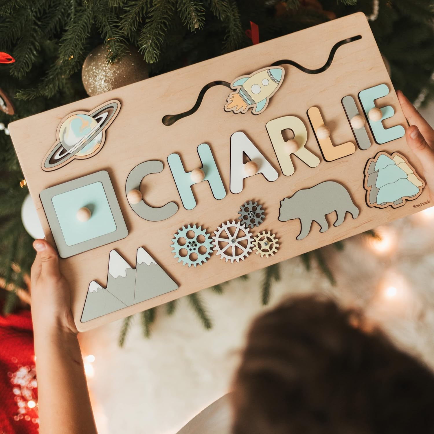 Personalized Name Wooden Puzzle Baby Girl 1st Birthday Gift