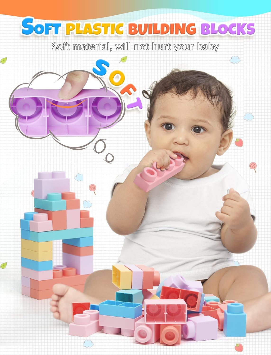 Abbabby Soft Building Blocks 101 Pcs Toy Set for Toddlers