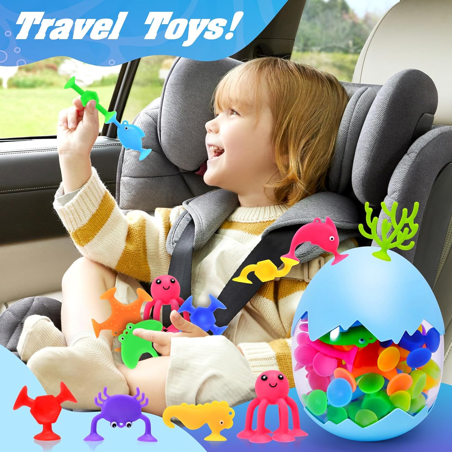 27 PCS Suction Cup Bath Toys for Kids Ages 4-8