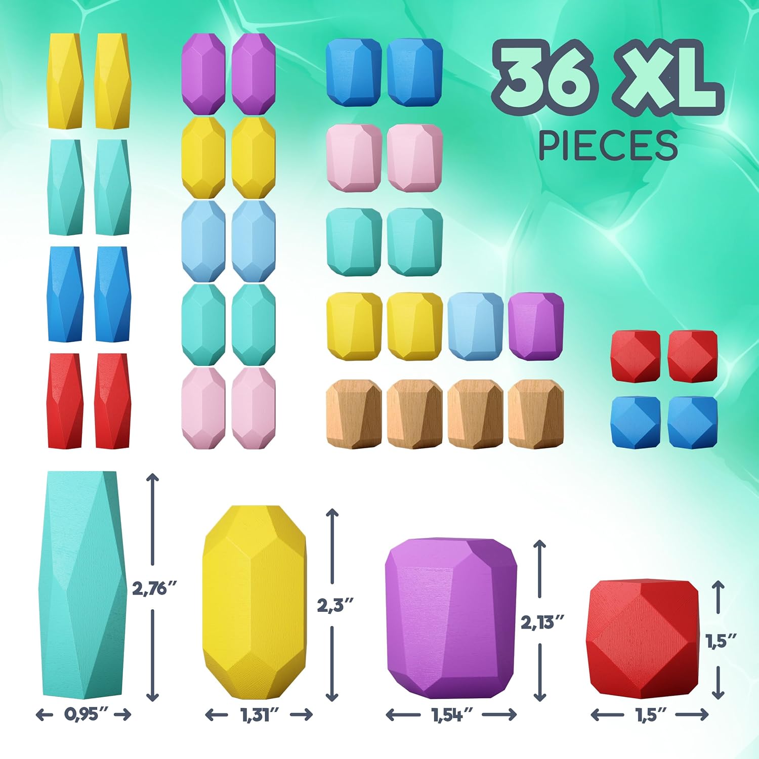 EVERSMART Wooden Stacking Blocks Safe Educational Durable