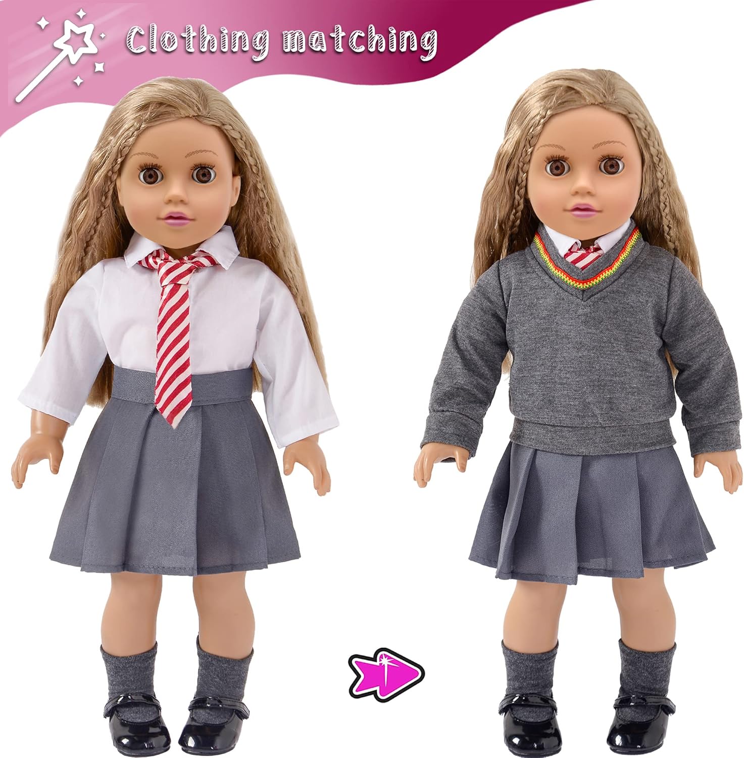 18 Inch School Uniform Costume Set for Girls No Doll