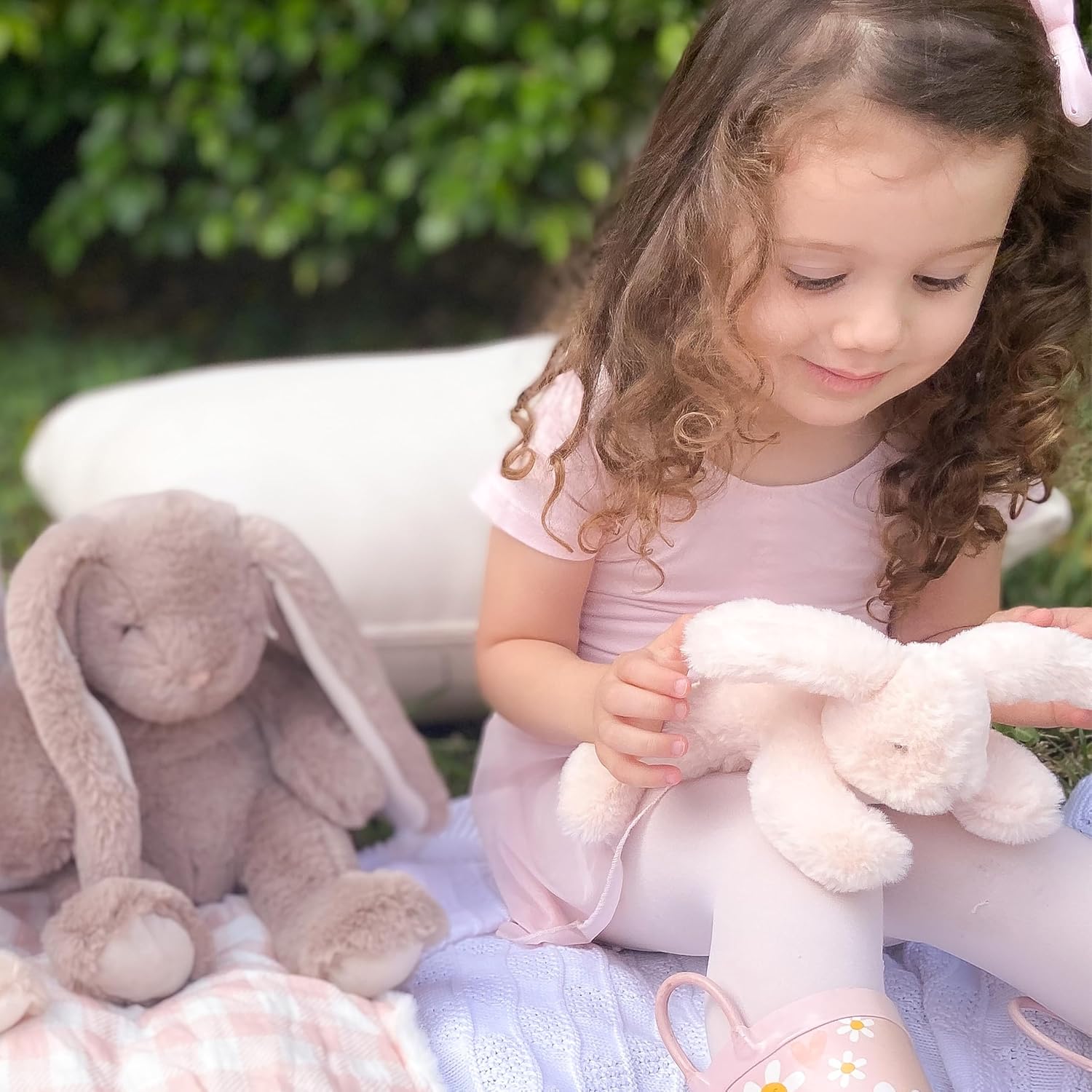 MON AMI Button Bunny Plush 3 Pcs 7 Inch Each