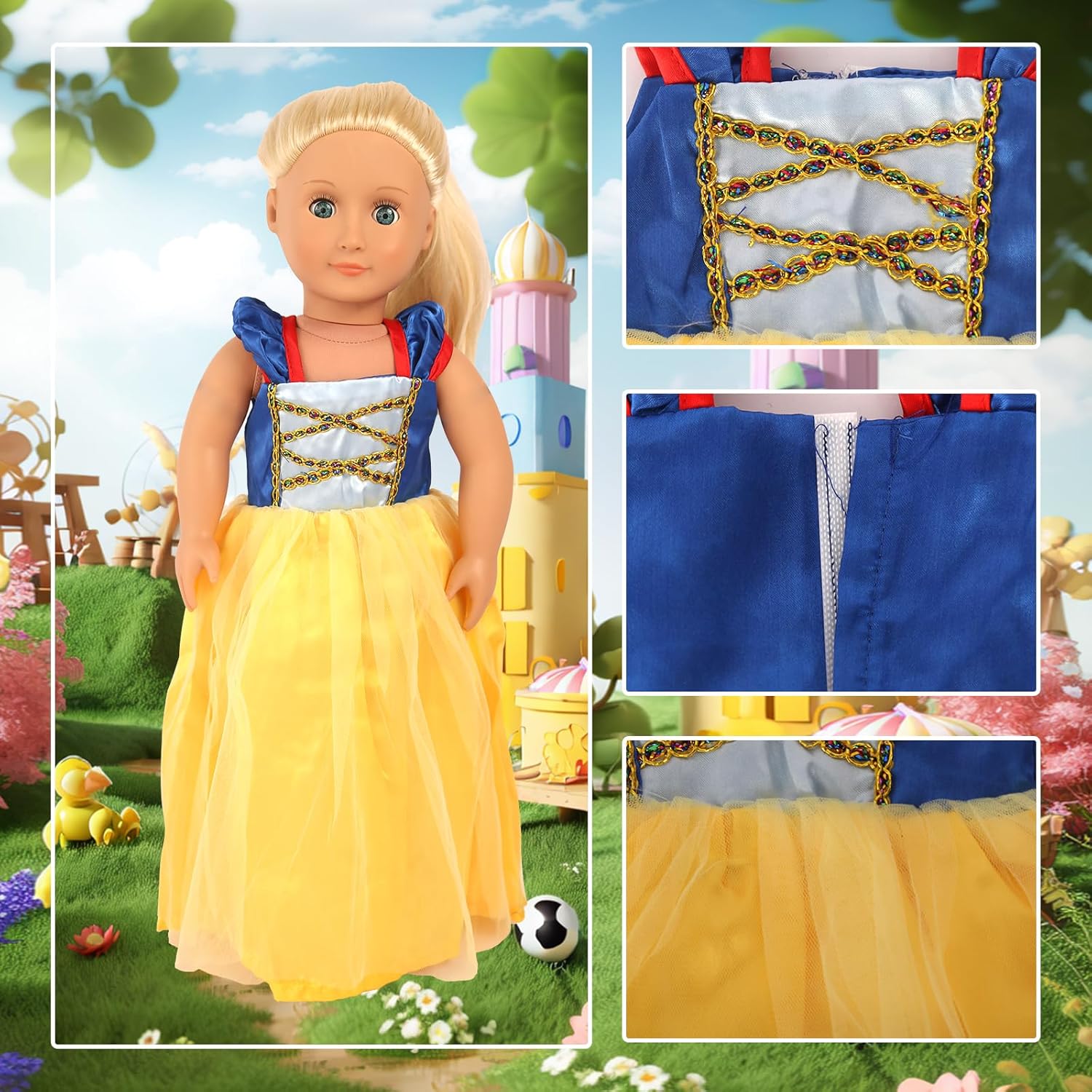 FEAYEA 18 Inch Princess Costume for Girl Dolls - 6Pcs Set