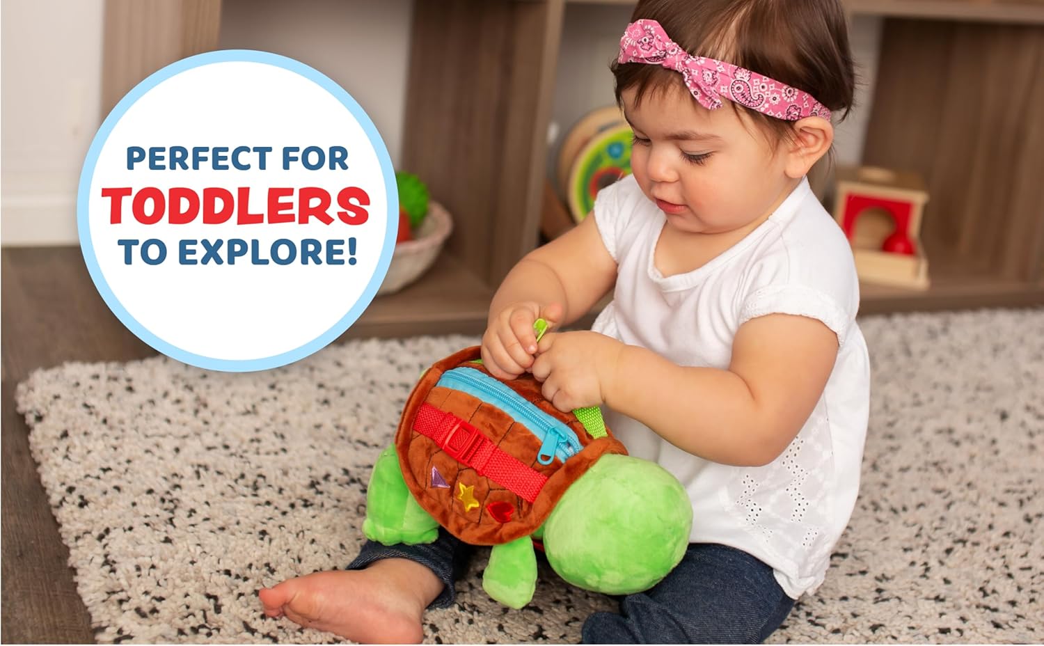 Bucky Turtle Stuffed Animal Montessori Toy for Toddlers 1