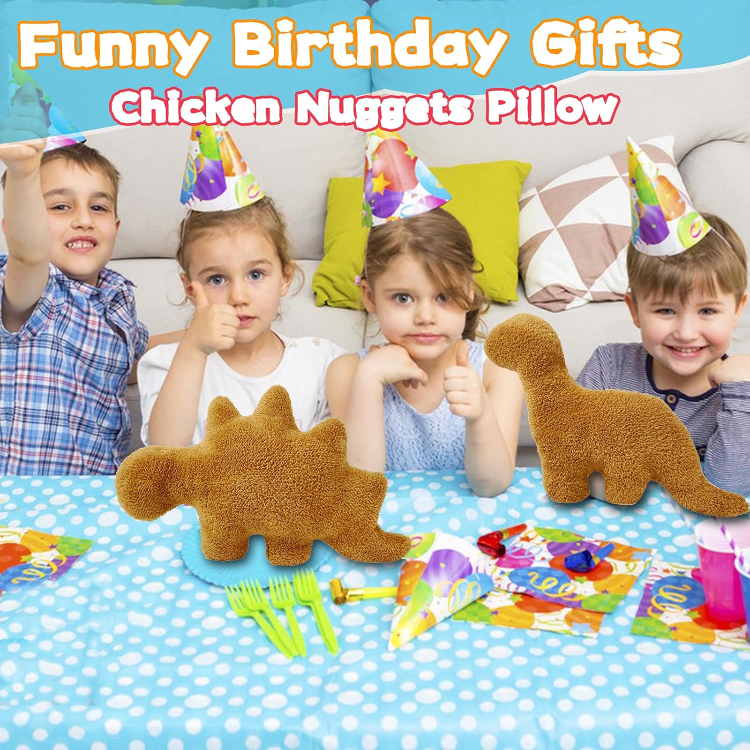 Dino Nugget Pillow - Stegosaurus Soft Plush Dinosaur Toy for Kids