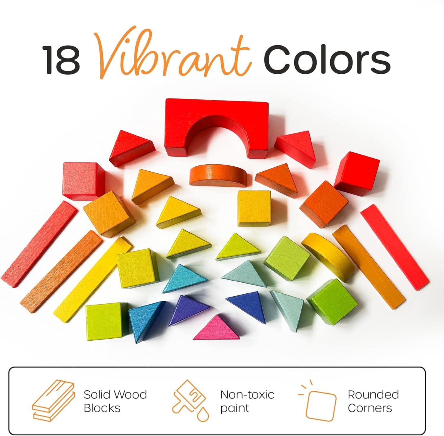 Quiggly Montessori Rainbow Building Blocks 68-Piece Set