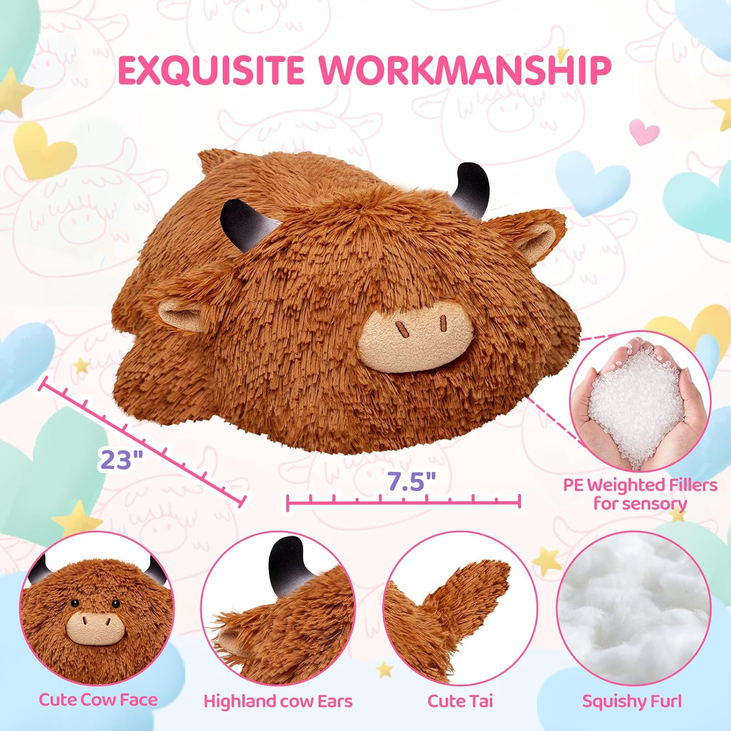 Mewaii Weighted Highland Cow Plush 40 Lbs 23 Inch 1