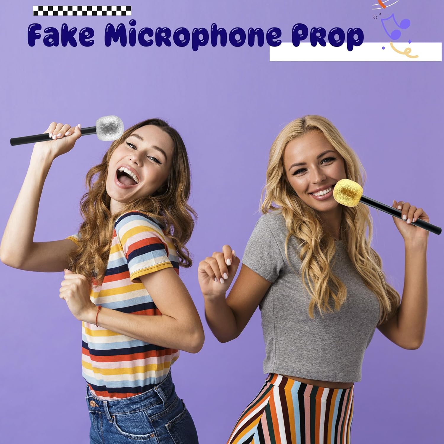 Haconba 8 Pack Glitter Stage Microphone Props