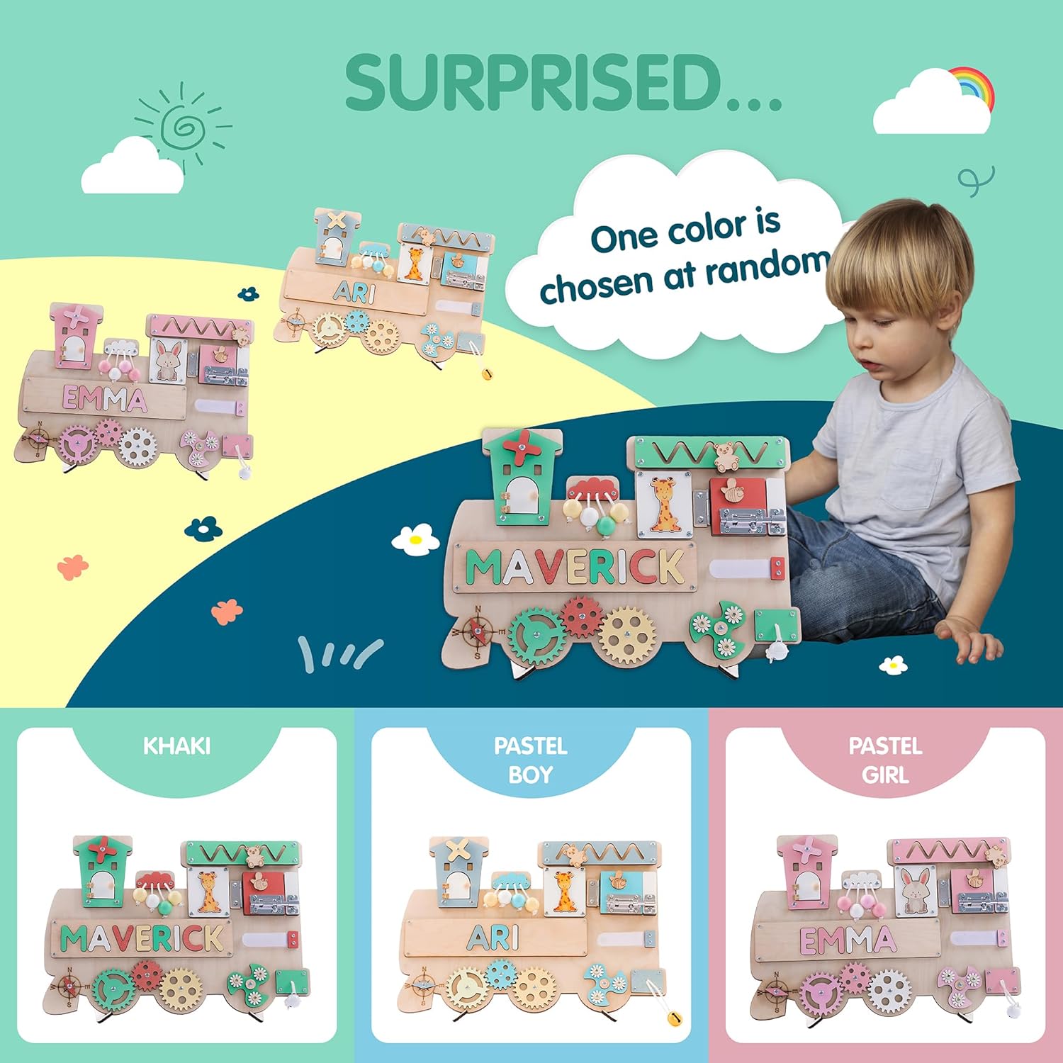 Custom Name Puzzle for Toddlers - Montessori Wooden Busy Board