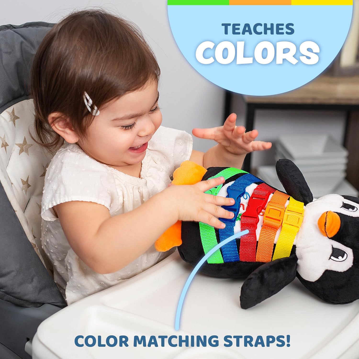 Buckle Toys Blizzard Penguin Plush Sensory Learning Toy