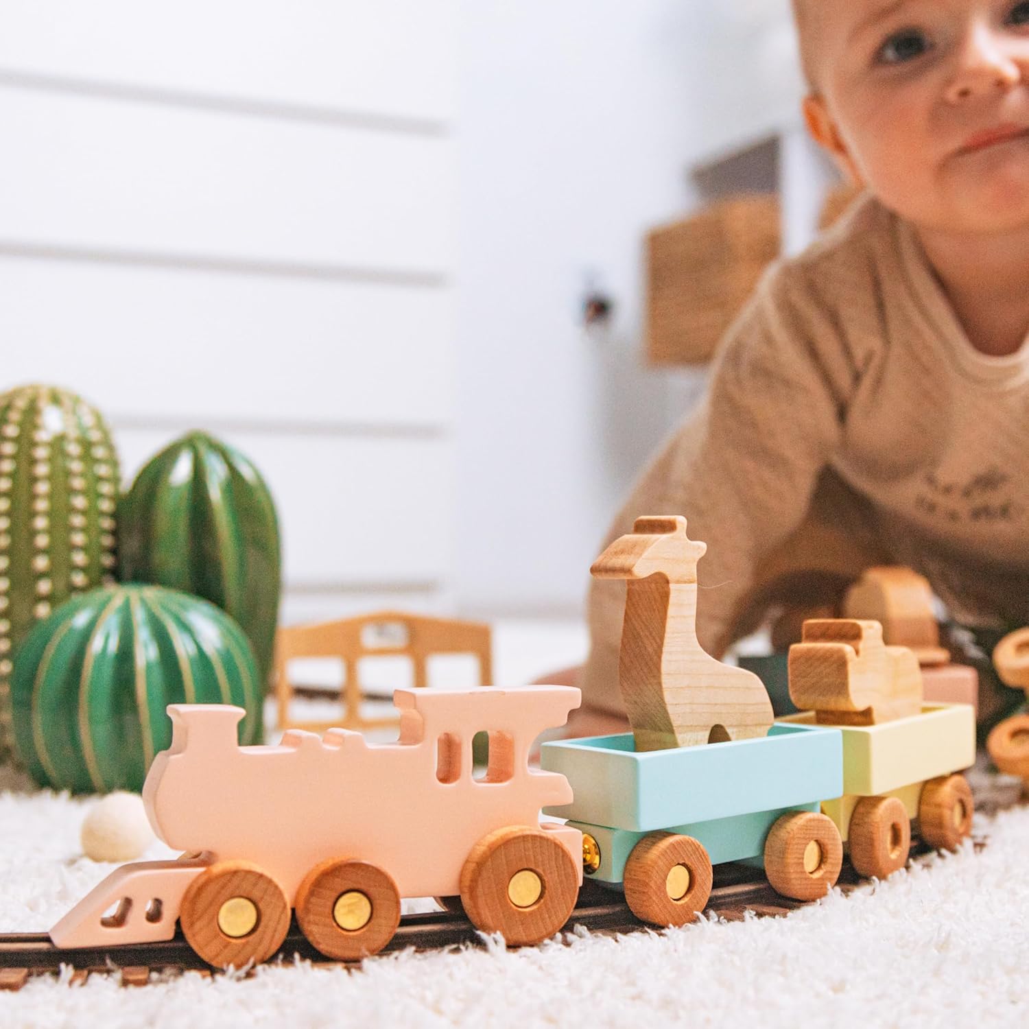 Personalized Freight Train with Name and Animal Wagon Set