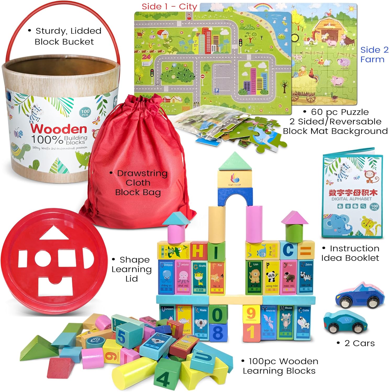 Craft Trendy Wooden Blocks Set for Toddlers and Preschoolers 1